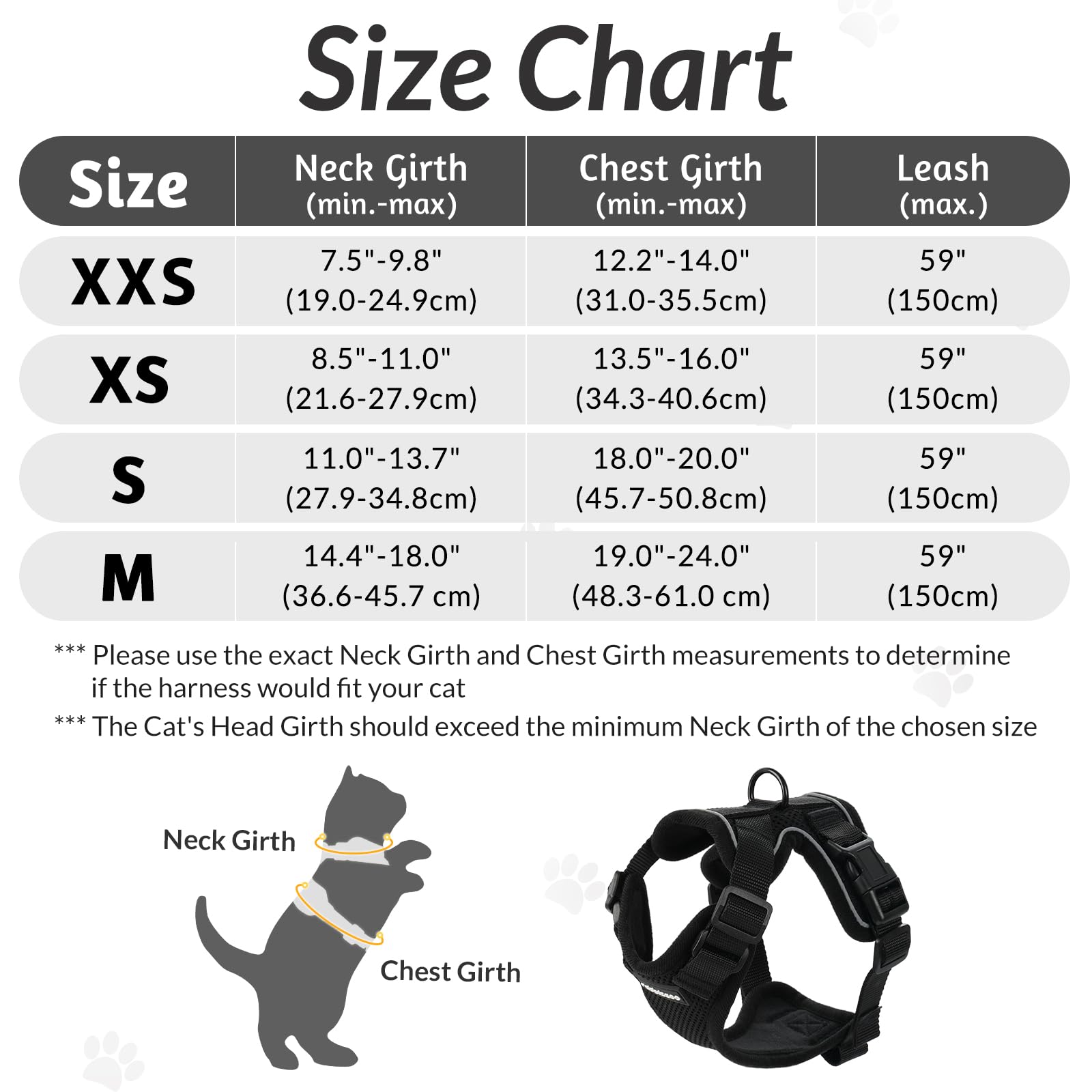 Rabbitgoo Cat Harness And Leash For Walking, Escape Proof Soft Adjustable Vest Harnesses For Cats, Easy Control Breathable Reflective Strips Jacket, Black, Xxs