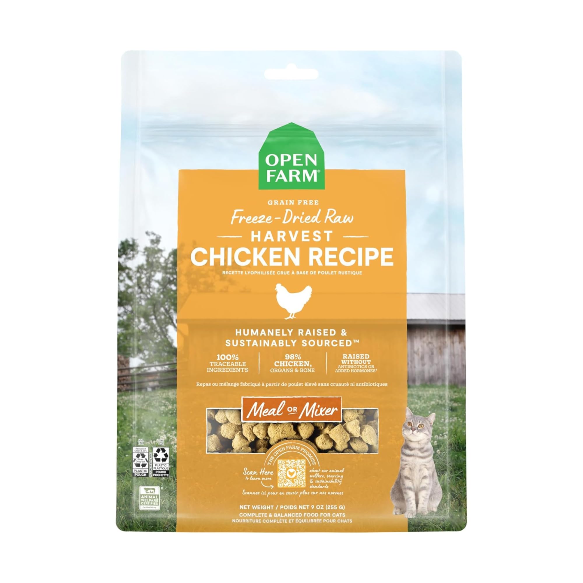 Open Farm Harvest Chicken Recipe Freeze Dried Raw Morsels for Cats, 3.5oz