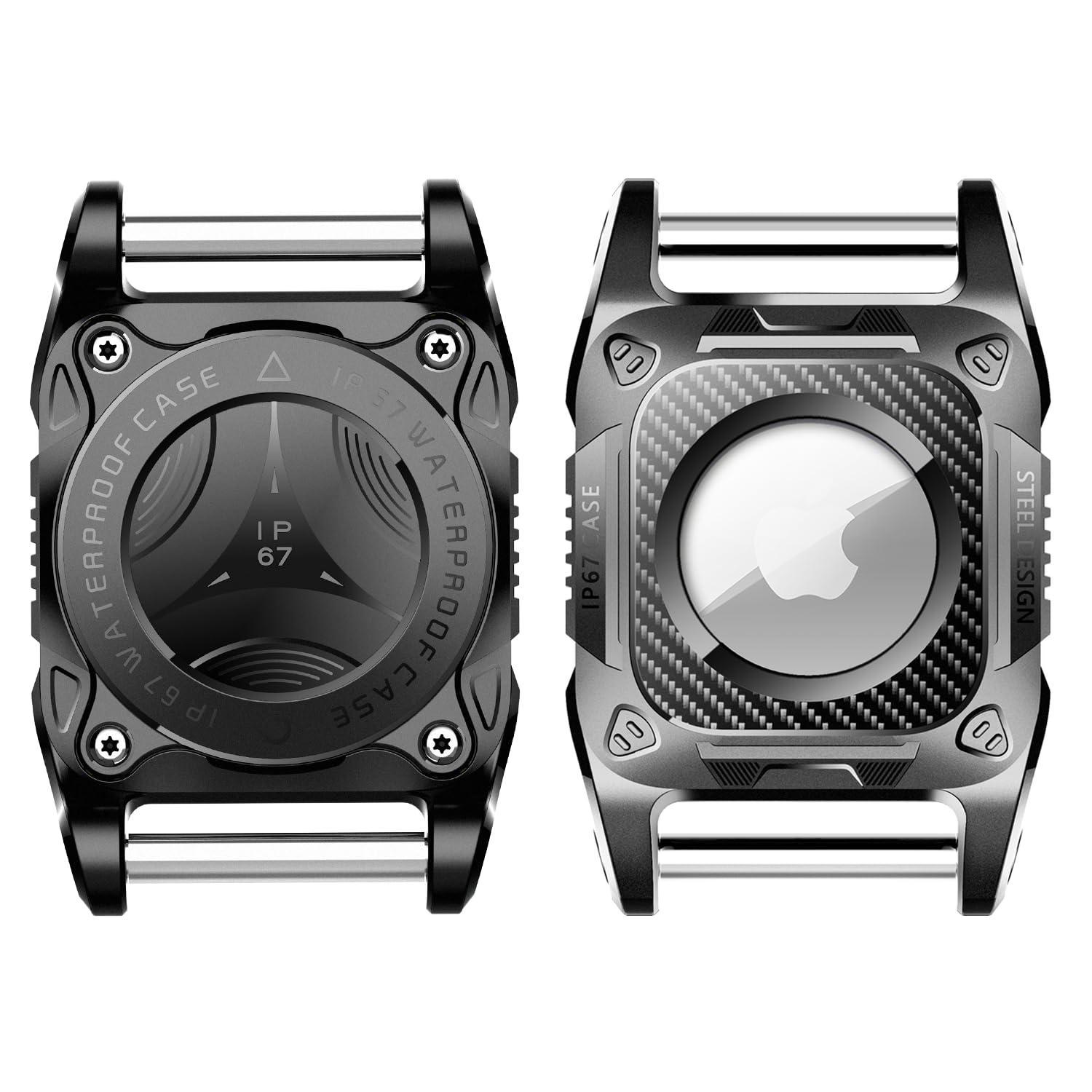 Ip68 Waterproof Airtag Dog Collar Holder, 2 Pack Hard Tpu Protection Airtag Holder With Removable Handle Compatible Apple Airtag