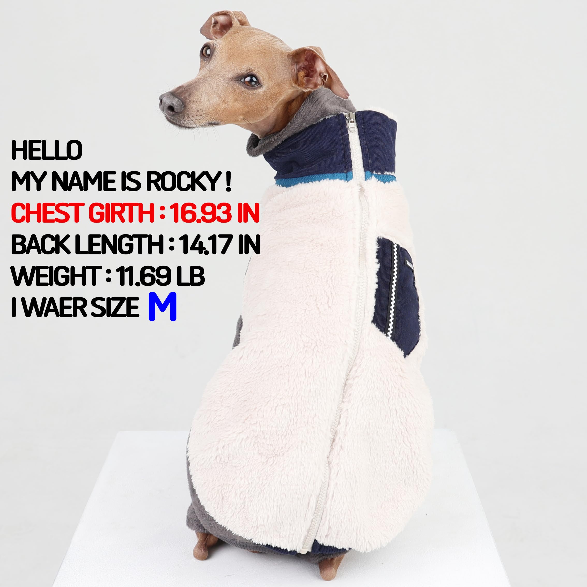 D Doggy Star Italian Greyhound Warm Fleece Zip-Up Sweater Jacket Outfit Clothes Whippet For Dog Coat (2Xl,Zipup Navy)