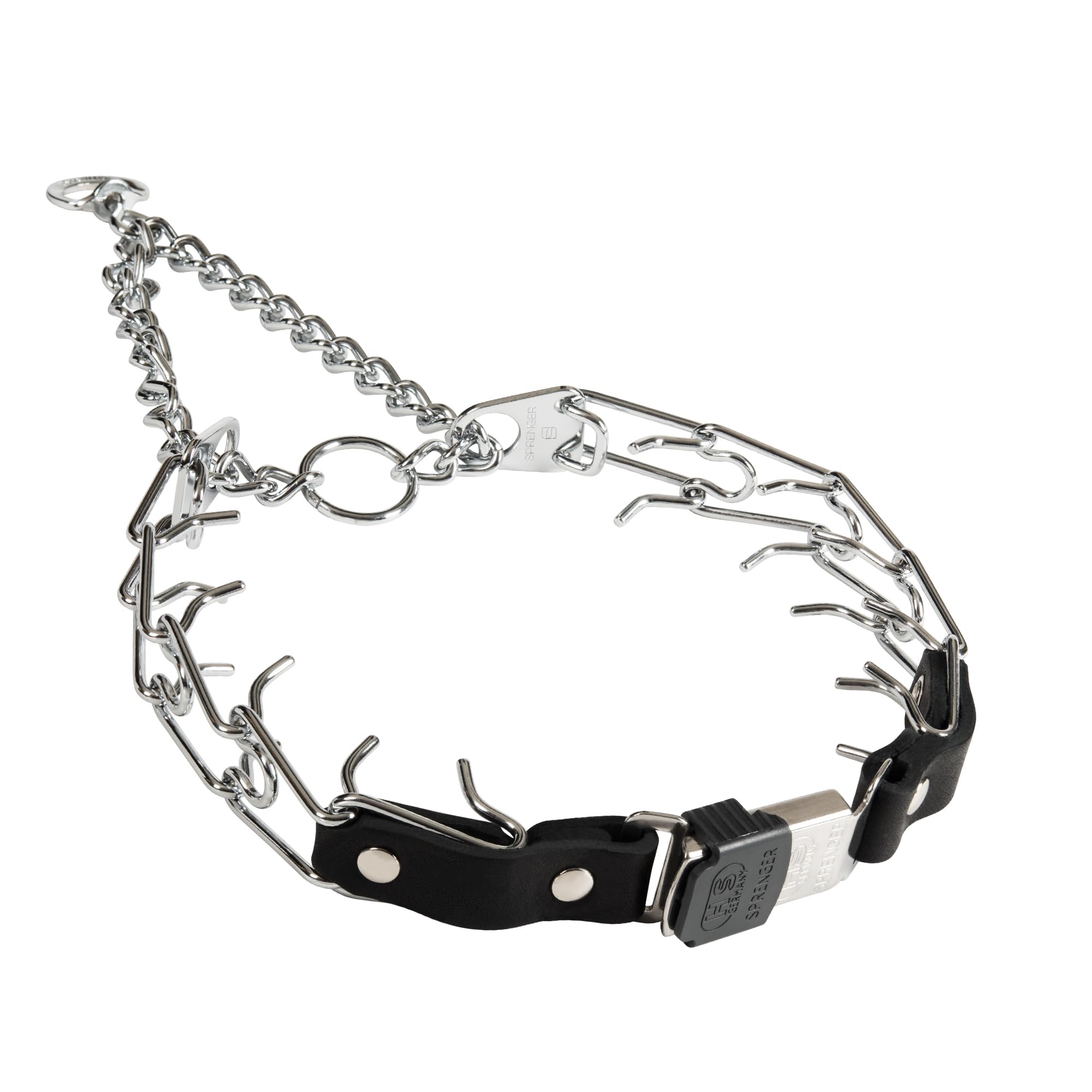 Herm Sprenger Prong Collar For Dog Training With Easy Cliclock & Swivel Ring- German Made Dog Collar With Chrome Plated Stainles