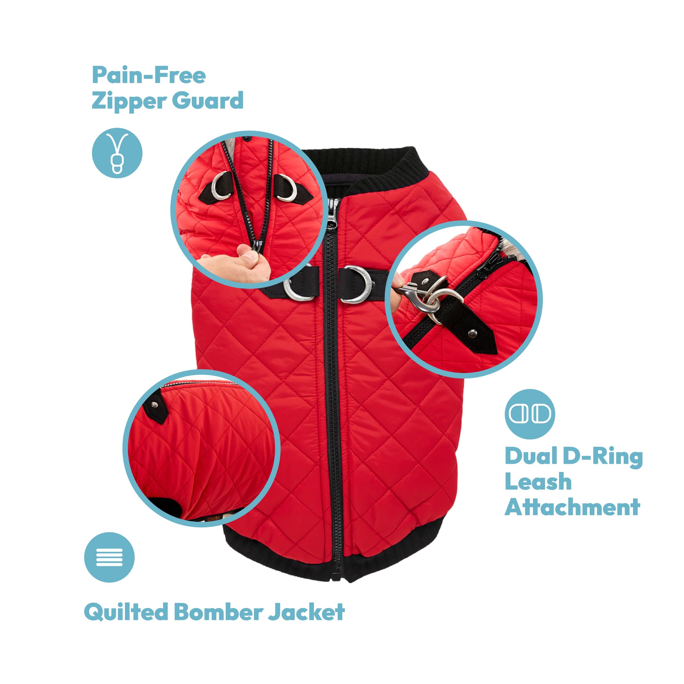 Gooby - Fashion Vest, Small Dog Sweater Bomber Jacket Coat with Stretchable Chest, Blue, Medium