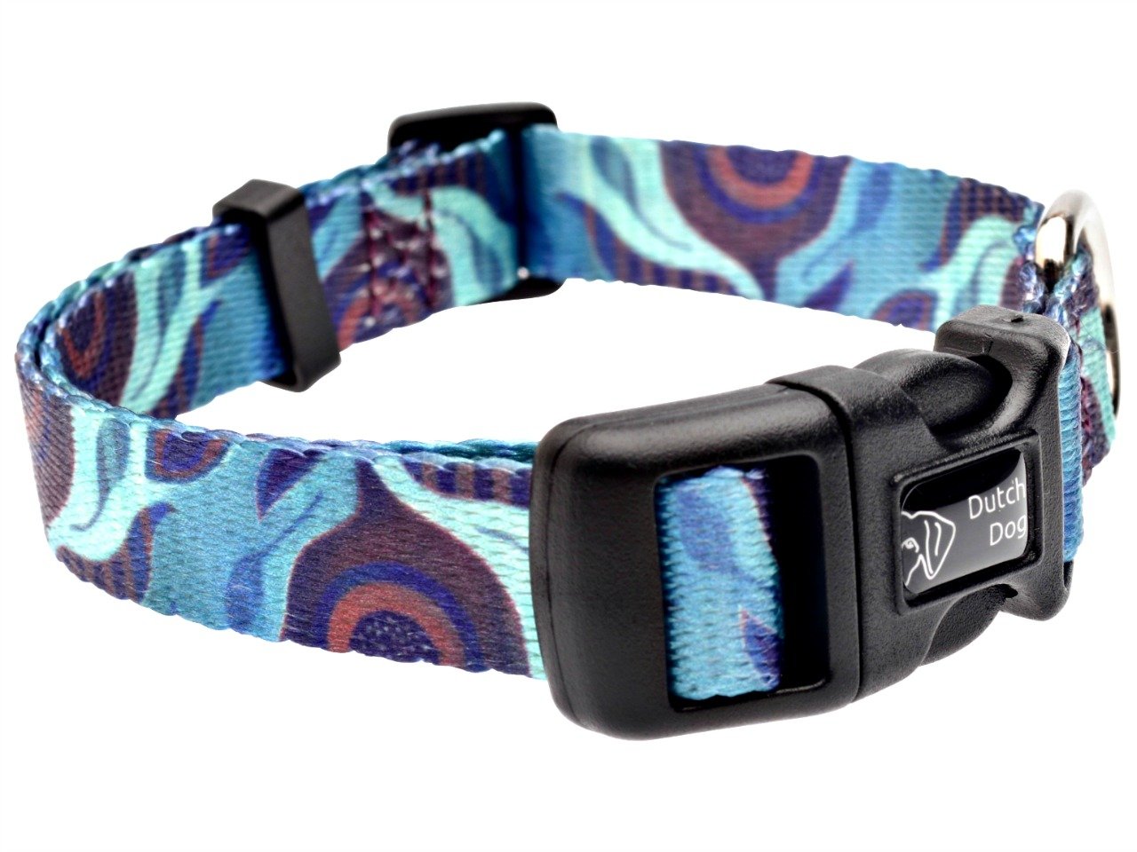 Dutch Dog Amsterdam Fashion Dog Collar, 15 to 20-Inch, Aqua Flora