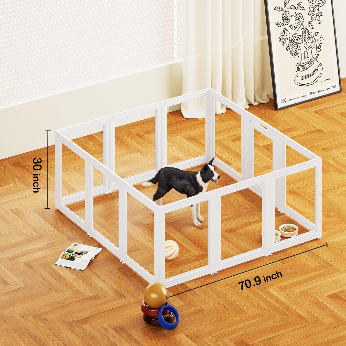Clear Acrylic Dog Playpen Transparent Dog Playpen Indoor, Easy Assemble Clear Pet Pen For Puppy Bunny Cat Pig, Sturdy & Easy Cle