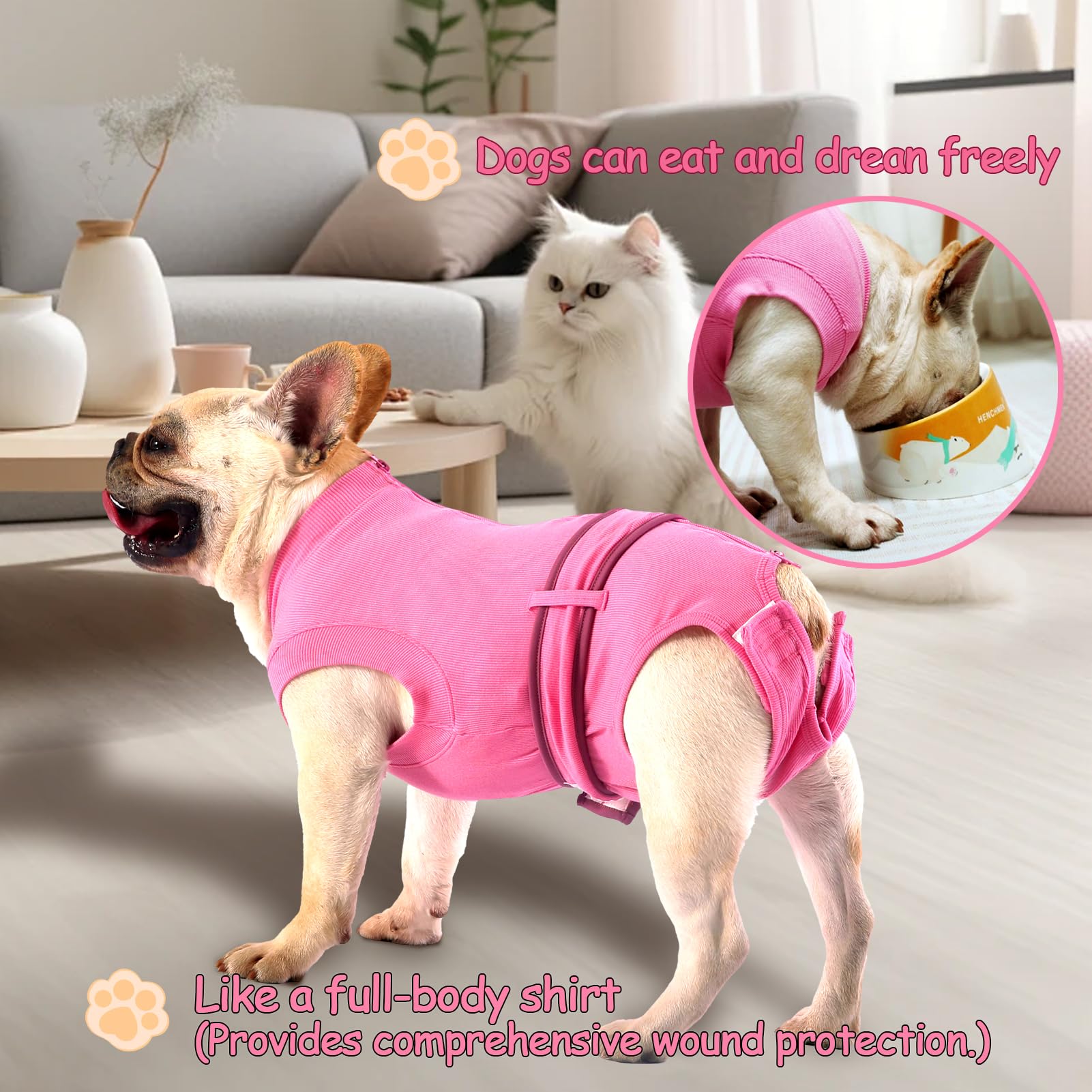 Sychien Dog Female Spay Recovery Suit Large Pink,Male Neuter Surgery Recovery Shirt,Pink L
