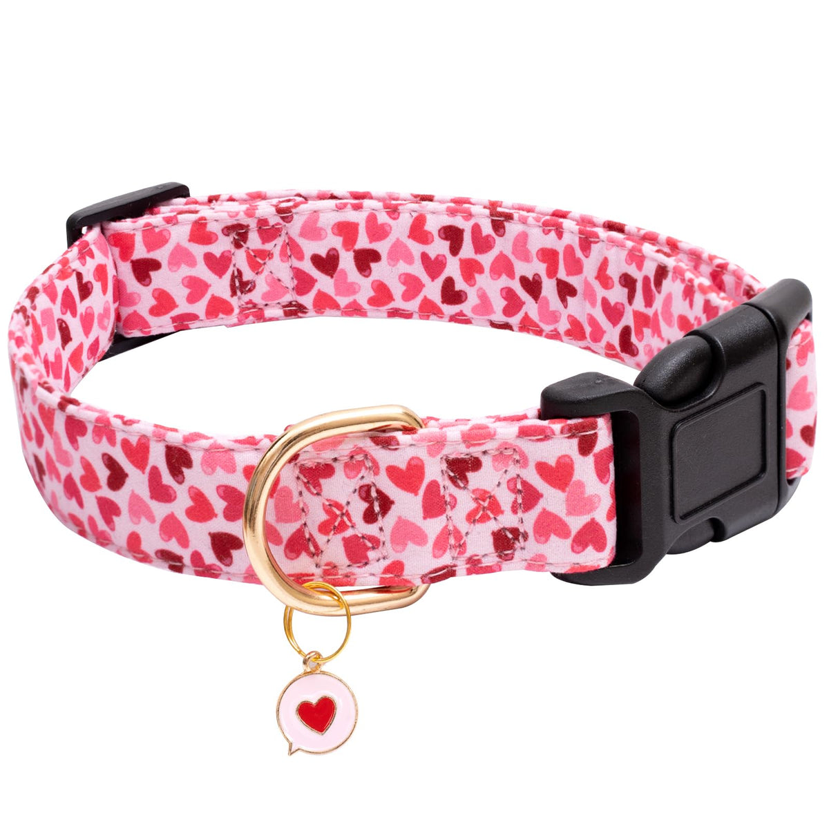 Faygarsle Valentine'S Day Dog Collar Cute Loving Heart Printed Collar For Dogs For Small Medium Large Dogs Pink Cotton Collar Fo
