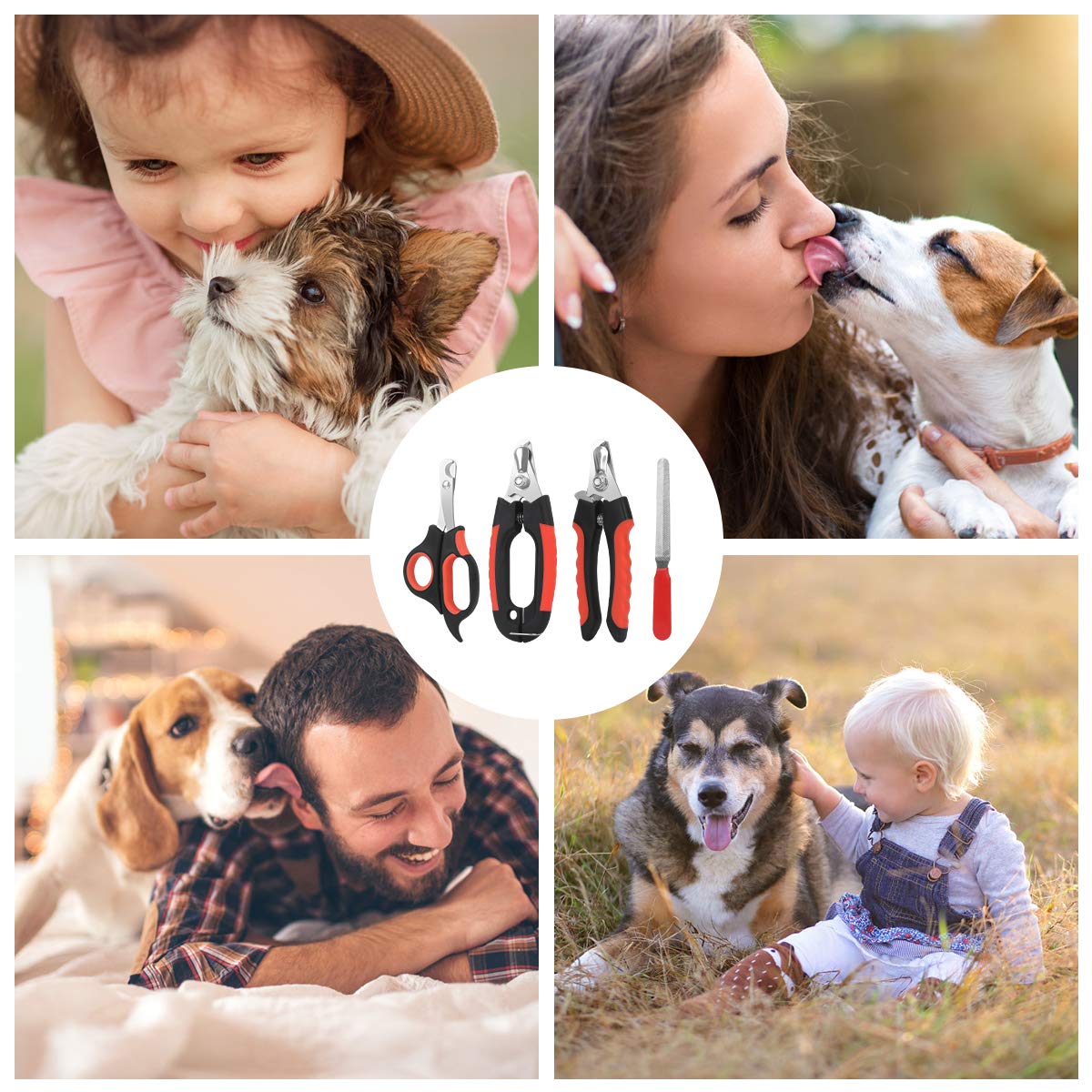 Bretheil Dog Nail Clippers Trimmer Set, Quick Safety Guard To Avoid Over-Cutting, Stainless Steel Razor Sharp Blades, Sturdy Non-Slip Handles, Storage Case And Nail File, Professional Pet Grooming