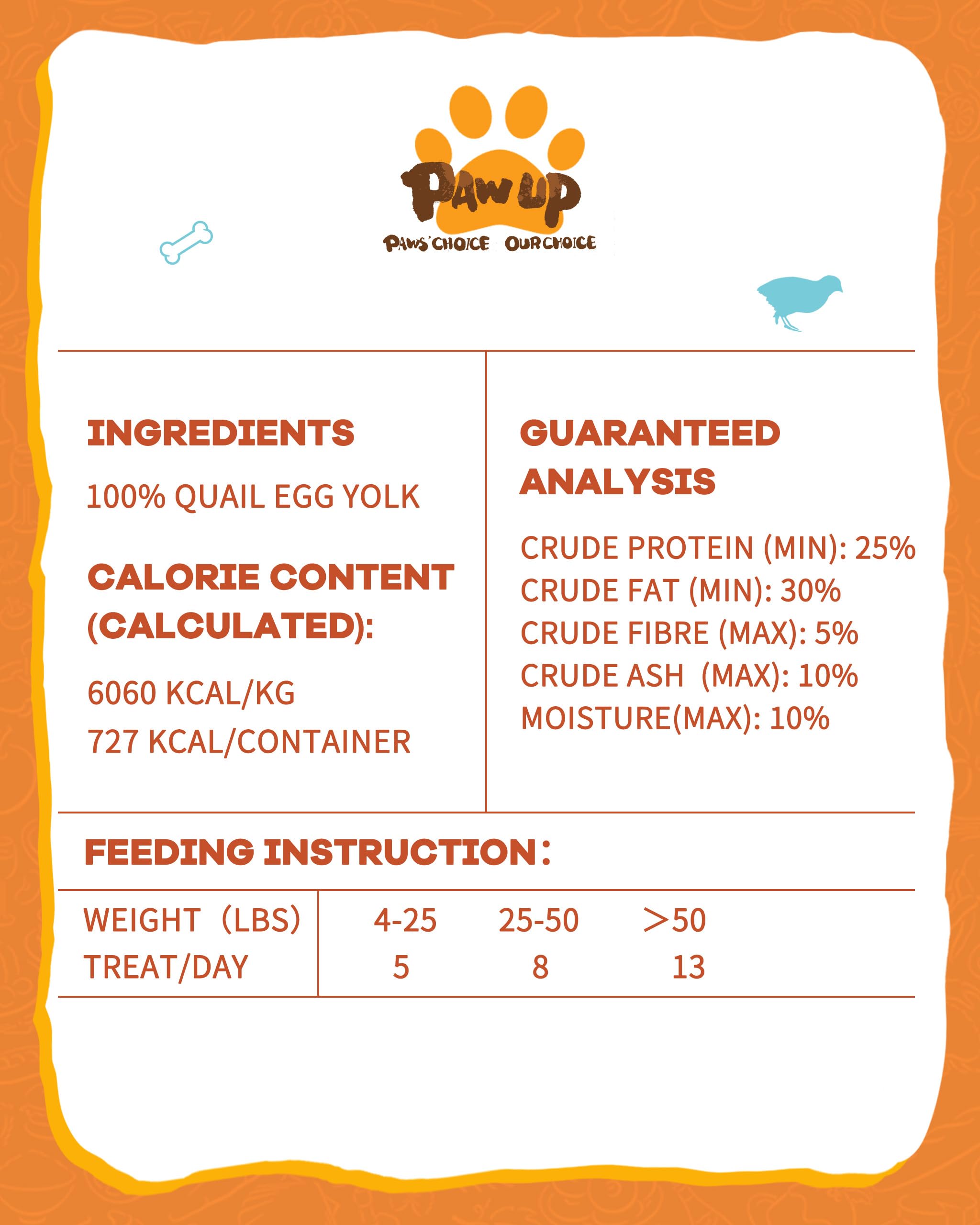 PAWUP Freeze Dried Quail Egg Yolk Pet Treats, Freeze-Dried Pet Food for Dogs, Cats, Pure Fresh Ingredient, 4.2 oz, Rawhide Free,