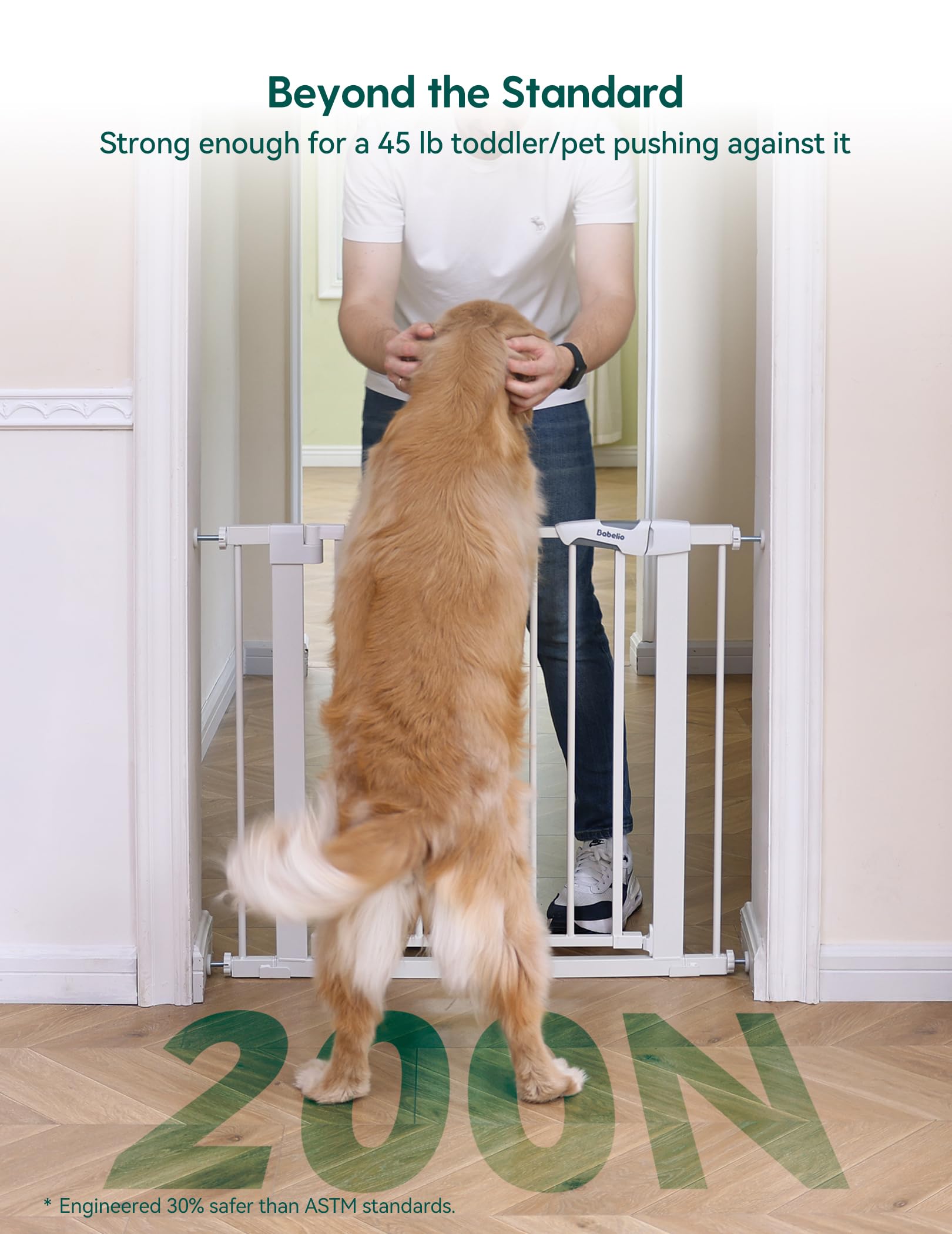 Babelio Baby Gate for Doorways and Stairs, 36 Tall Pet Gate, PressGuard P7 with Auto Close Design, 29-43 Wide Easy Install Press