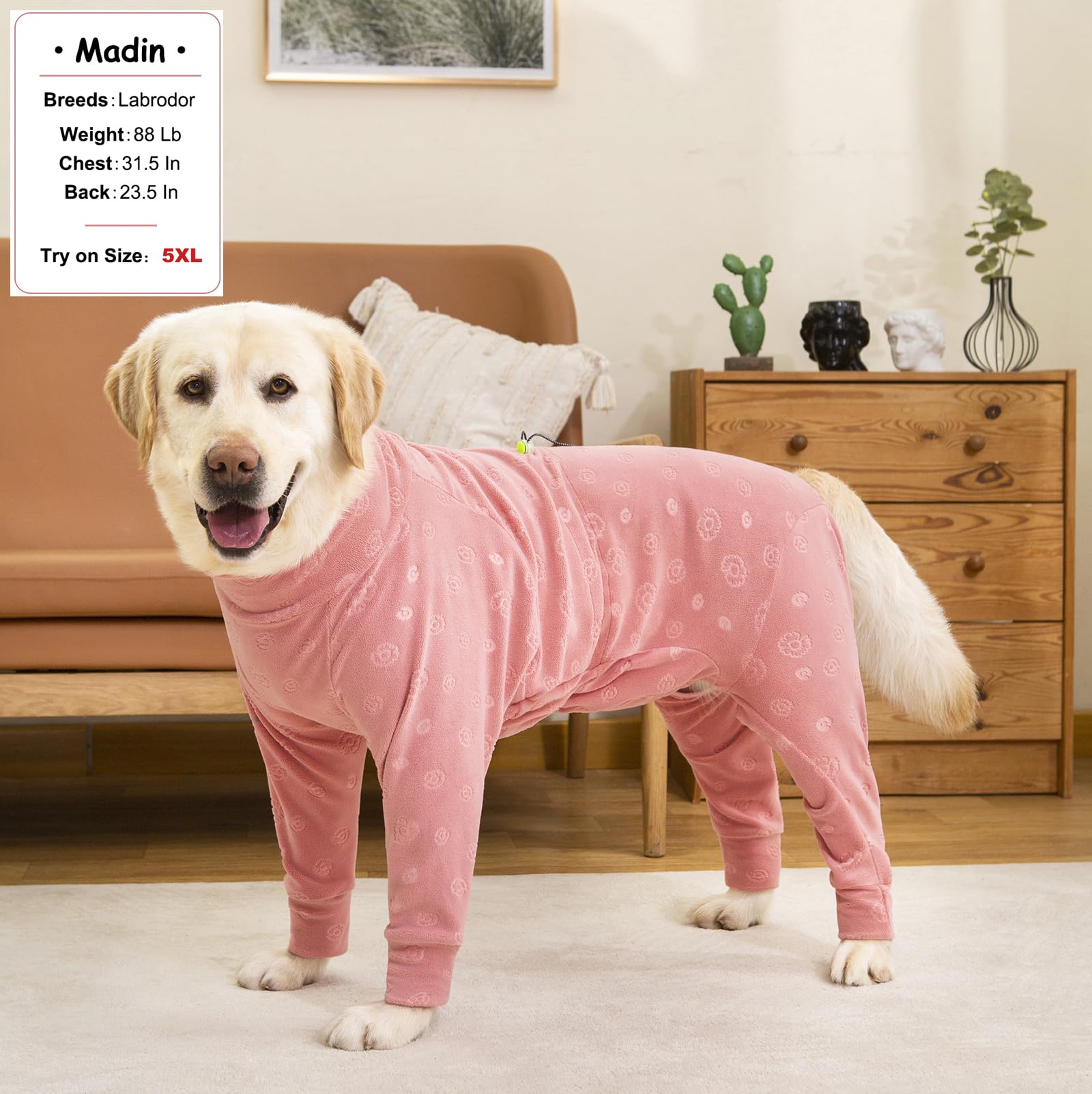 Dog Coats Autumn Winter Jumpsuit For Large Medium Dogs, Warmer Recovery Suit Polar Fleece Dog Bodysuit Lightweight Pajamas Pullo