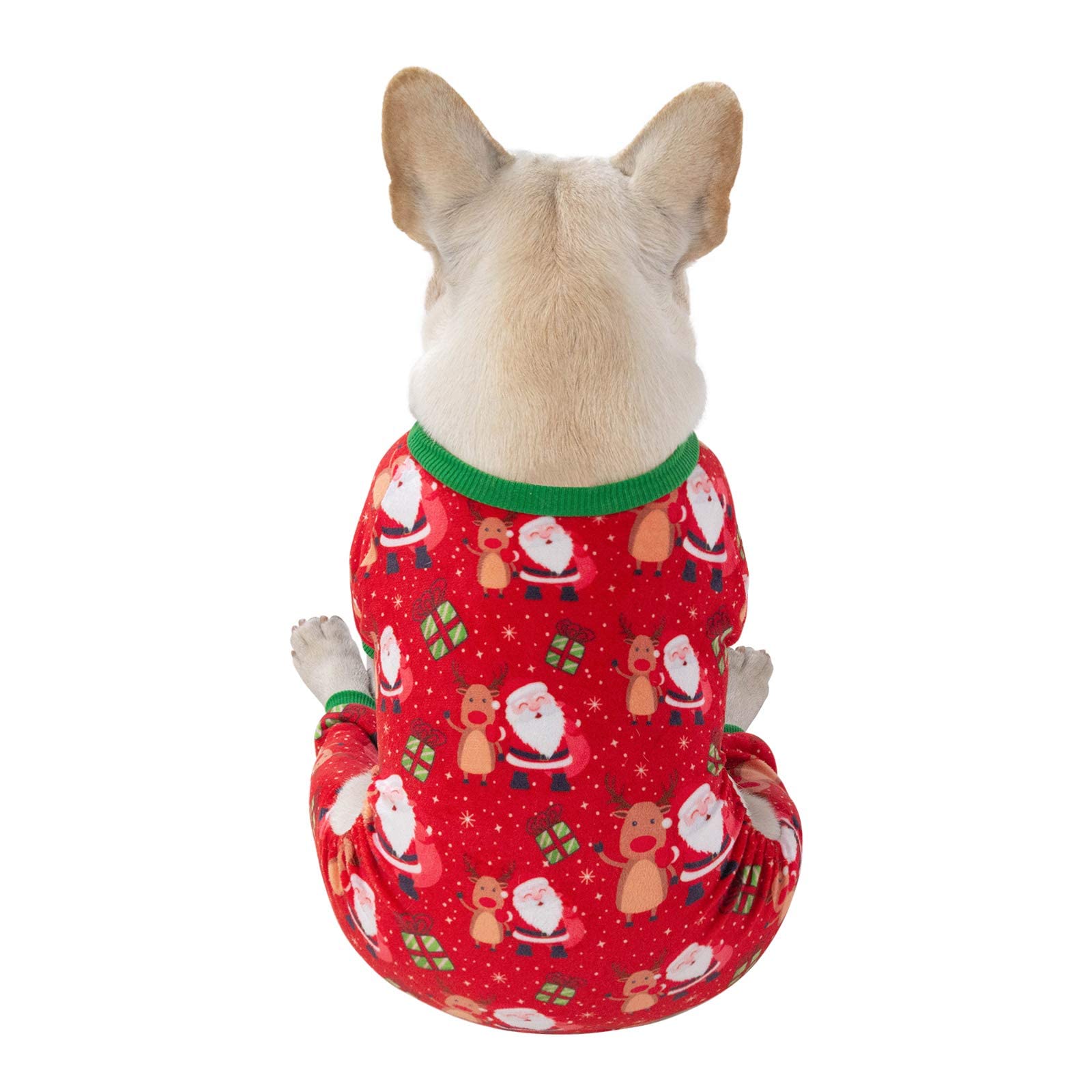 Cutebone Small Dogs Christmas Outfit Soft Puppy Onesies Pjs Dog Pajamas Pet Coat Cat Apparel Comfy Doggie Jumpsuit Bodysuit For