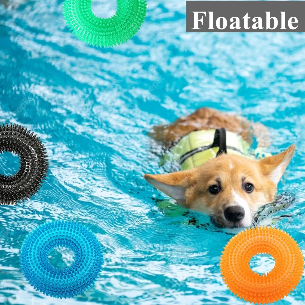 Aduck Dog Squeaky Chew Toys For Aggressive Chewers Dental Teething Cleaning (Non-Toxic Soft Natural Rubber), Cute Crystal Ring Design -4.92 Inches (Black)