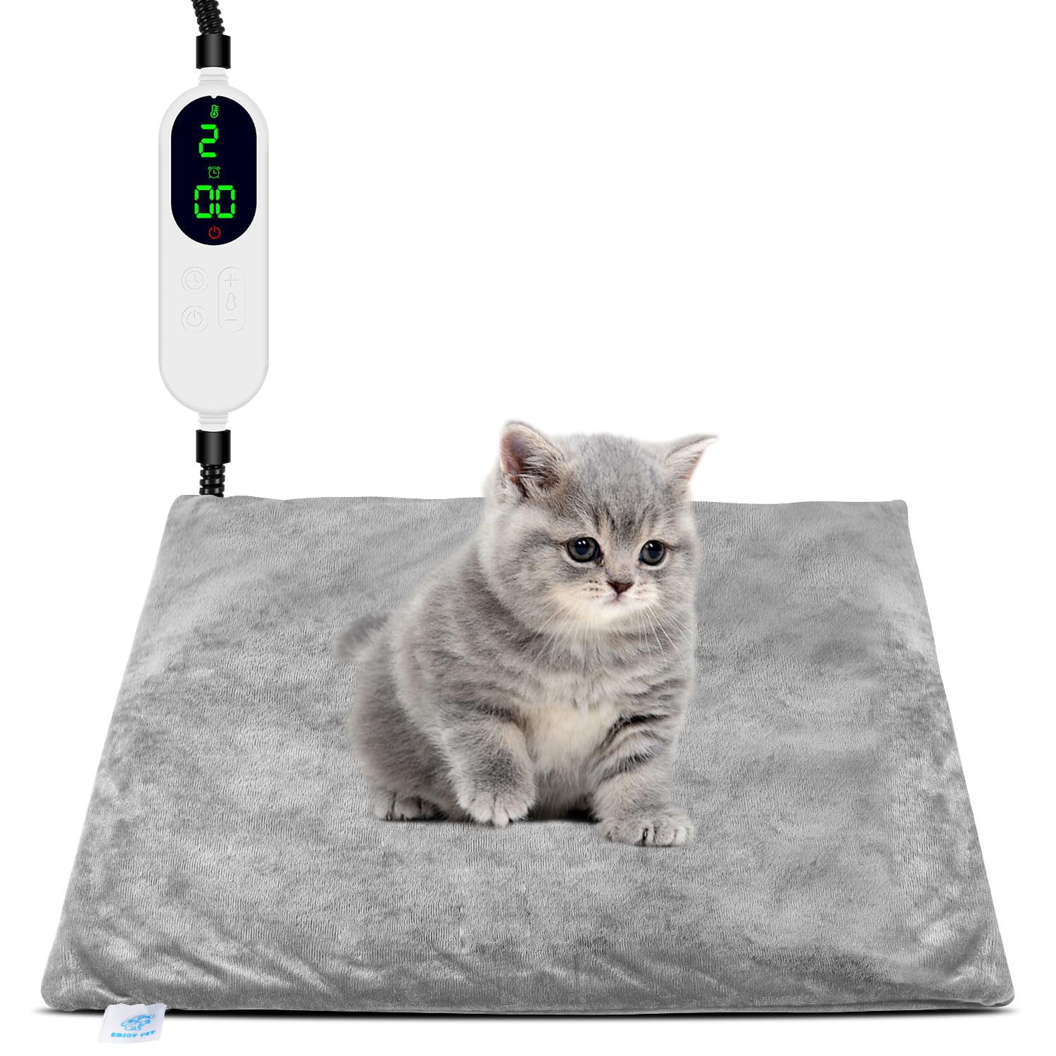 Heated Cat Bed For Indoor Cats, Electric Pet Heating Pad For Dogs Cats With Timer, 9 Level Temperature Cat Heating Pad Waterproo