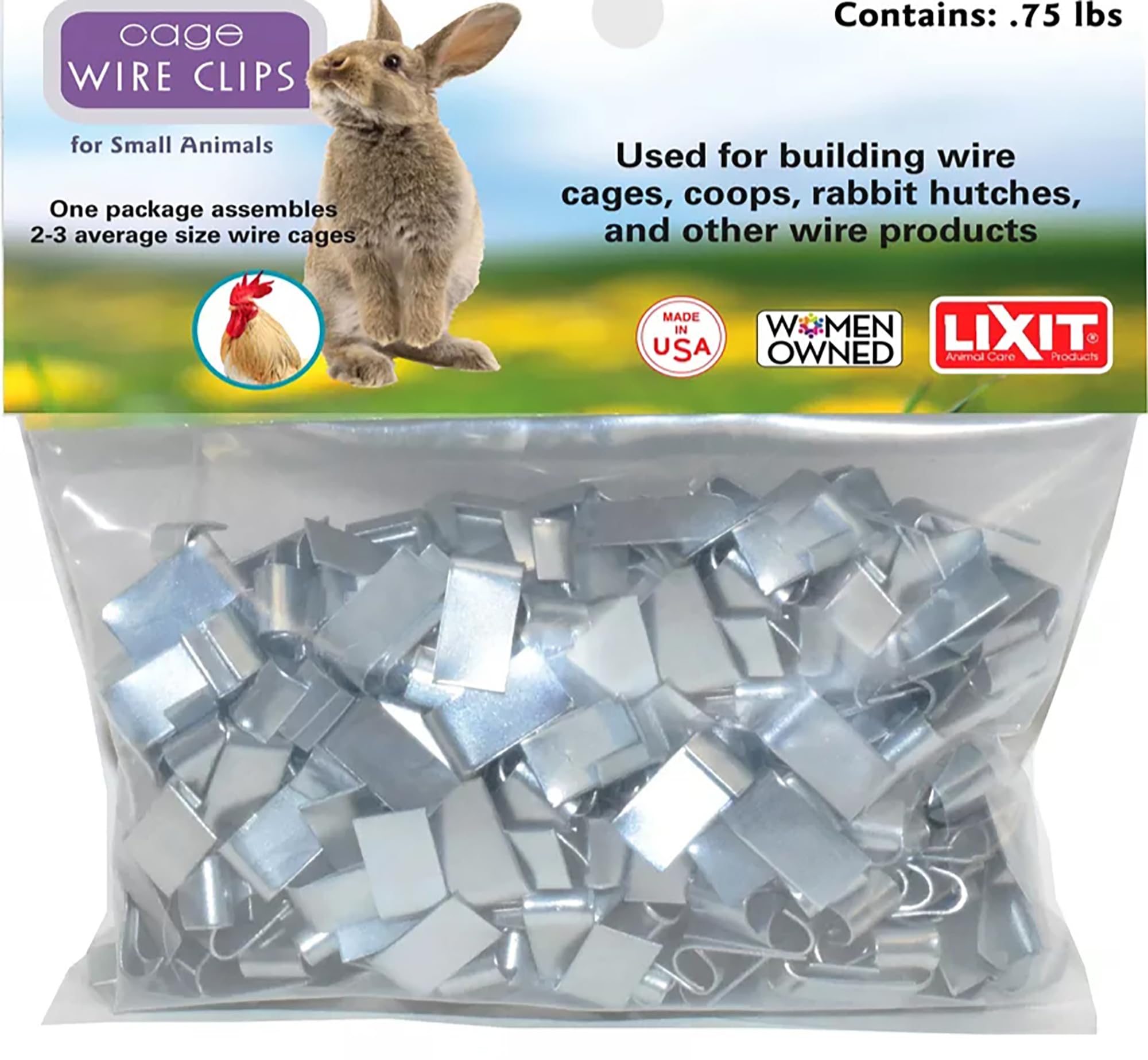 Lixit Metal Wire Cage Clips For Assembling And Repairing Rabbit Hutes And Homes. (.75 Pounds)