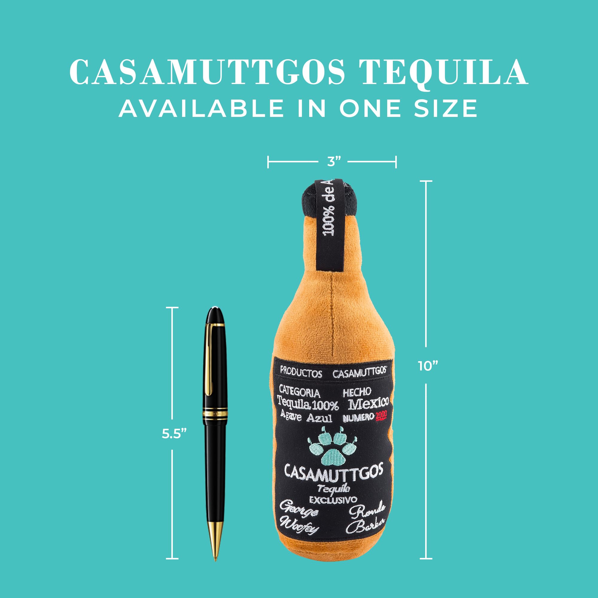 Haute Diggity Casamuttgos Tequila, Plush Designer Dog Toys With Interactive Squeaker, Stimulating Pet Enrichment, Machine-Washab