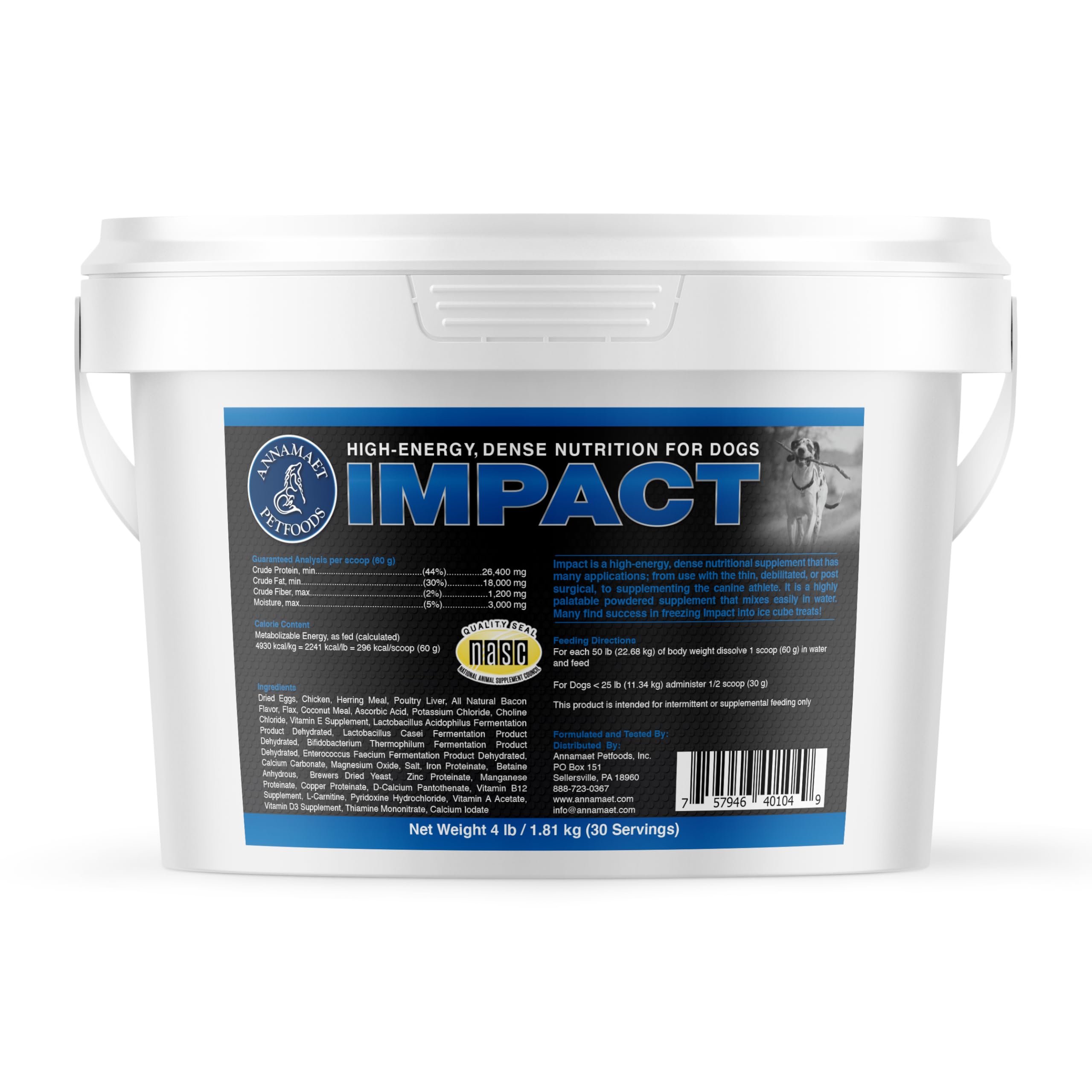 Annamaet Impact - High-Energy Dense Nutrition Supplement for Dogs - Helps Support Healthy Weight in Canine Athletes, and Dogs wi