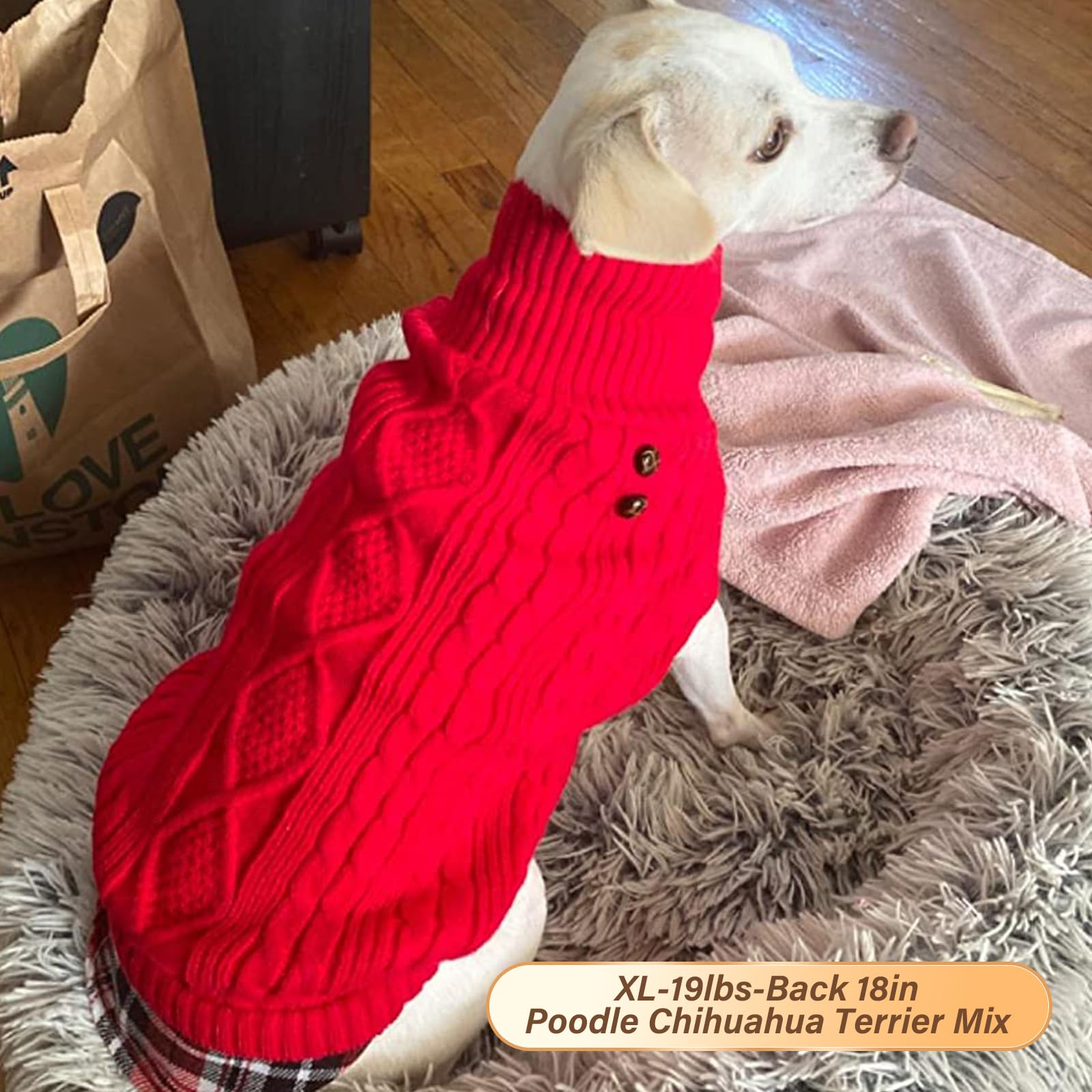 Kyeese Christmas Dog Sweaters Red For Small Medium Dog Pullover Sweater Knitwear Knit Warm Pet Coat For Fall Winter