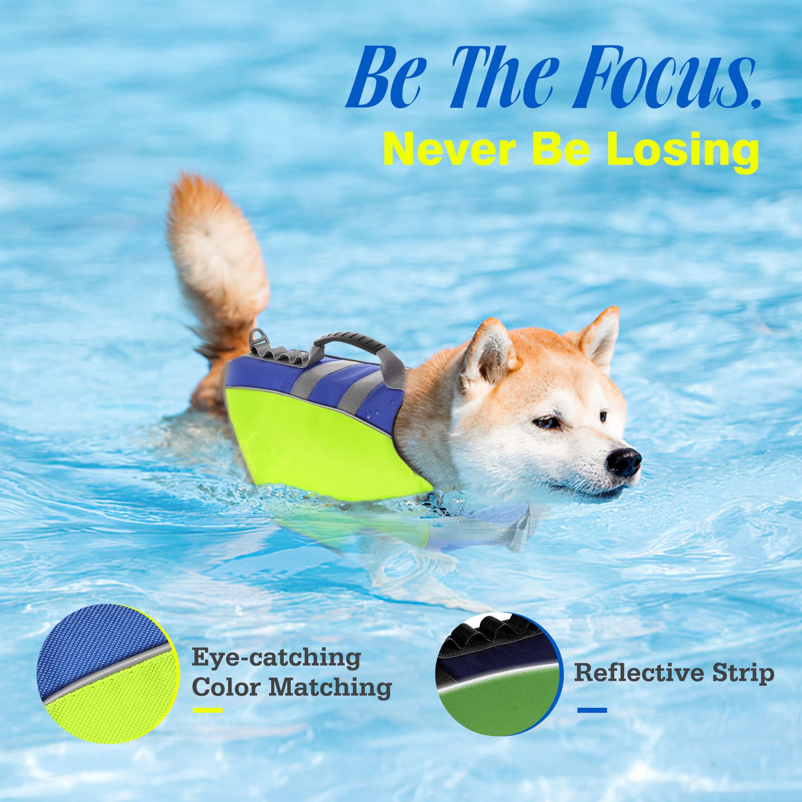 Pawaboo Dog Life Jacket - Reflective Safety Vest With Strong Buoyancy & Rescue Handle, Ripstop Dog Lifesaver For Swimming, Boati