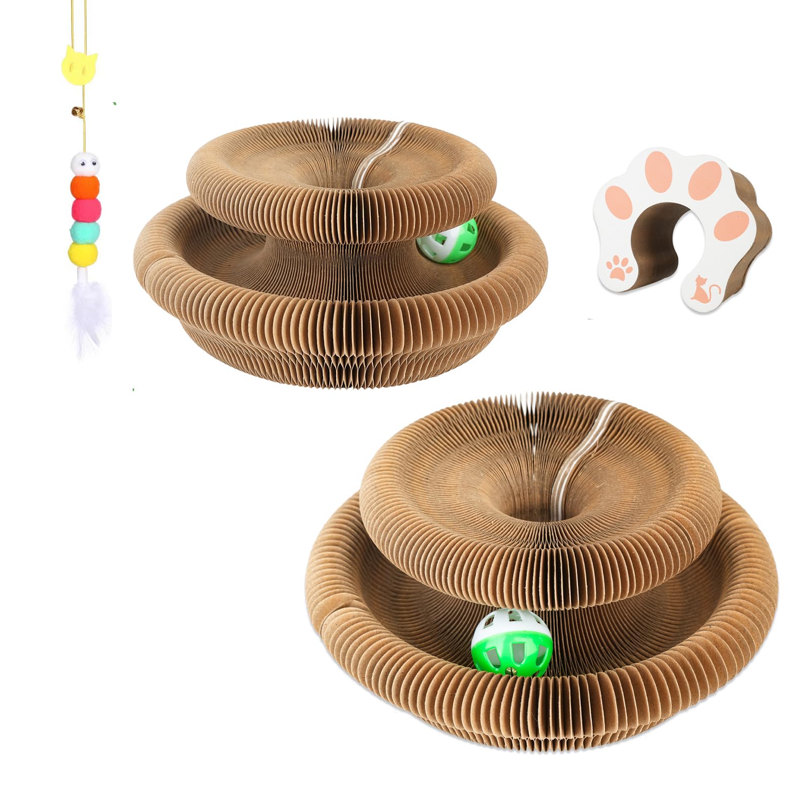 Goosheep 2Pack Magic Organ Cat Scratching Board Cat Accordion Toy Cat Scratching Post Ball Track, Kitten Fun Intelligence Physic