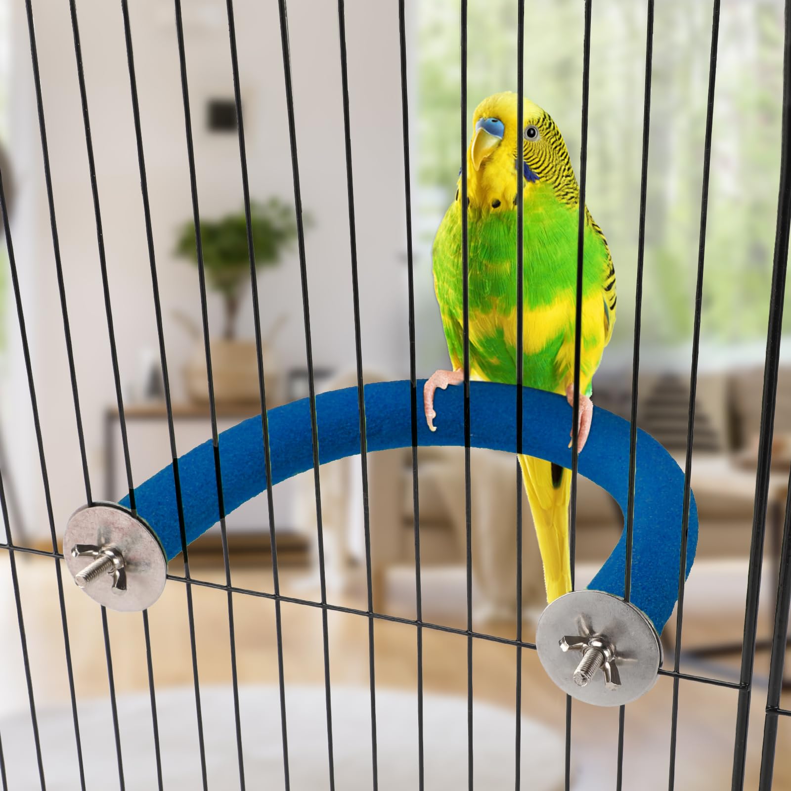 Rypet Parrot Perch Rough-Surfaced - Quartz Sands Bird Cage Perches For Small Parakeets Cockatiels, Conures, Macaws, Parrots, Love Birds, Finches Cages Toy, U Shape