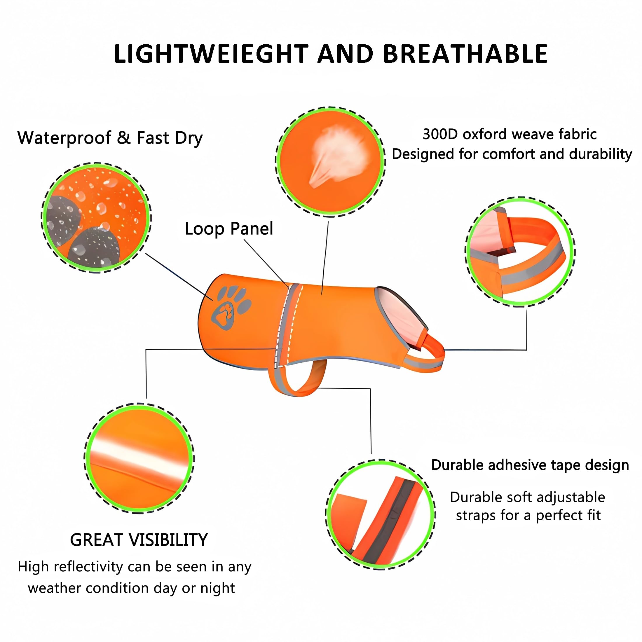 SPOFLY Reflective Safety Vest, High Visibility Keep Dogs Visible Outdoor Activity Day and Night, Hunting and Walking, Jacket for