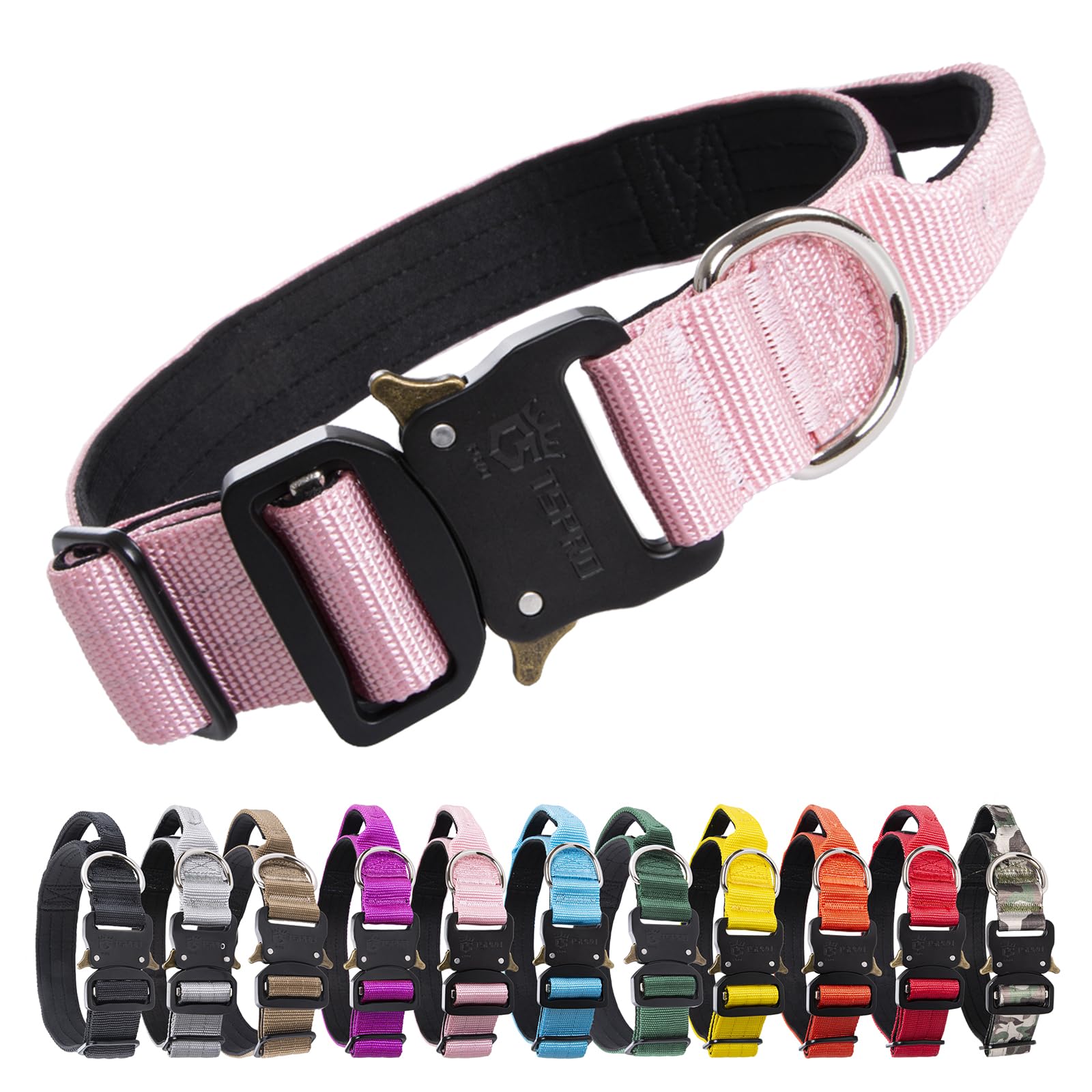 Tspro Premium Dog Collar With Handle Thick Dog Collar Adjustable Dog Collar Heavy Duty Quick-Release Metal Buckle Dog Collar For Small Or Medium To Extra Large Dogs(M-Pink)