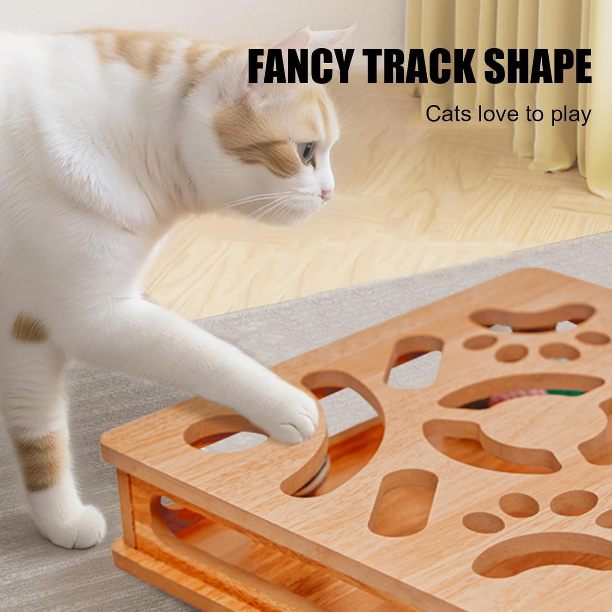 Cat Puzzle Toys Interactive Cat Dancer For Indoor Cats,Cat Teasing Box With Squeaky Toys And Scratching Felt,Kitten Track Ball T