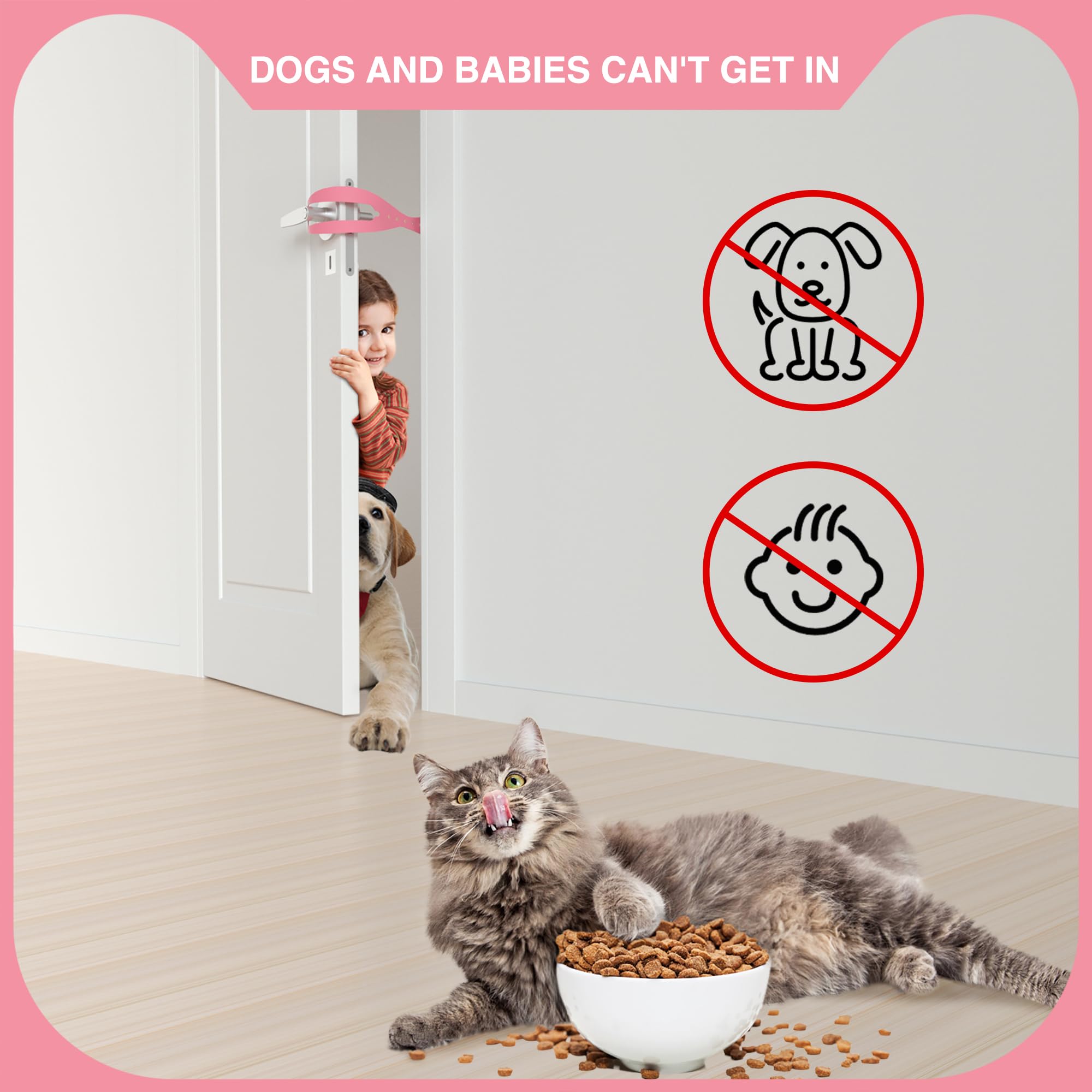 MOMOGA Cat Door Holder Latch Larger Adjustable Cat Door Alternative Fast Latch Strap Let Cats in and Keeps Dogs Out of Litter &