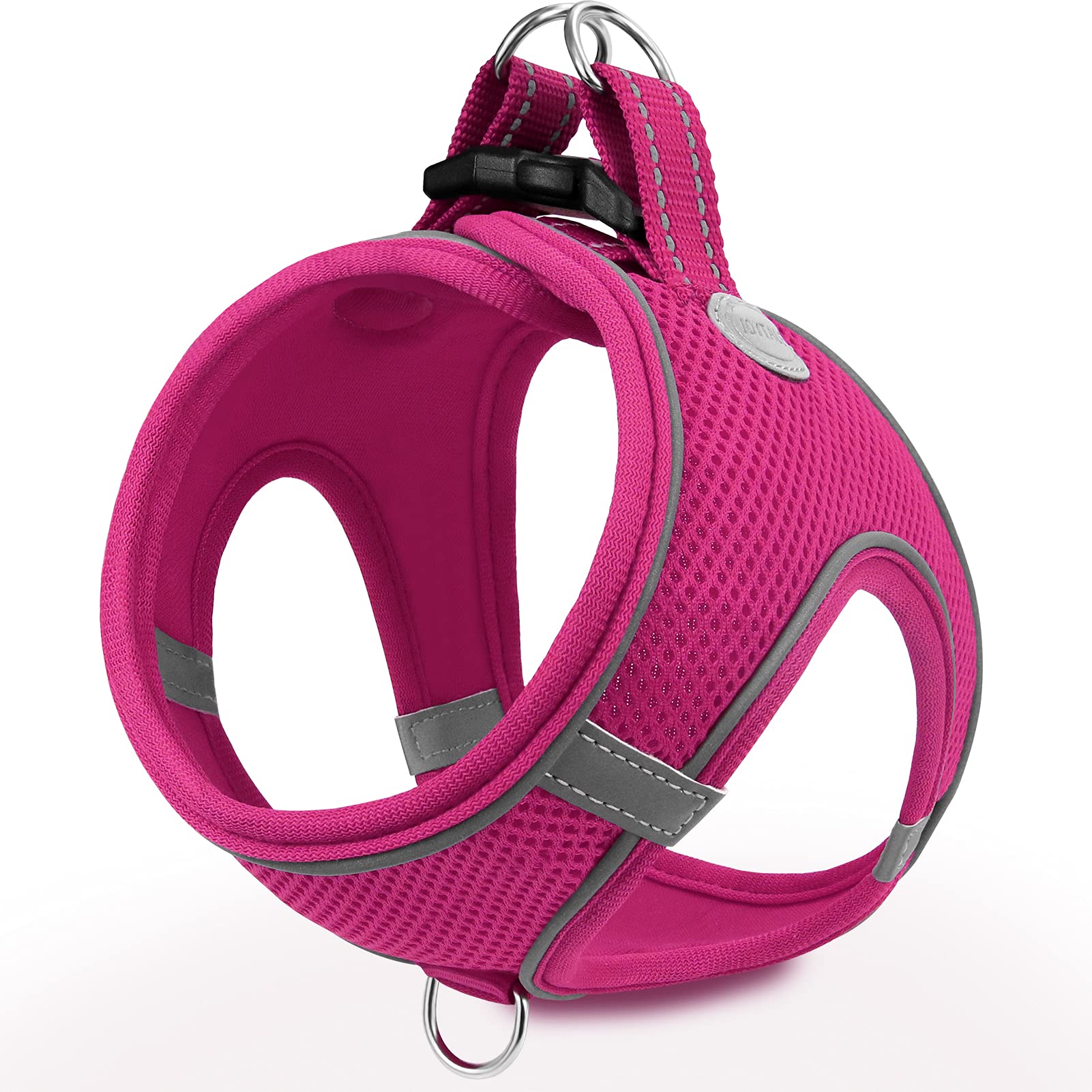 Joytale Small Dog Harness, Breathable Mesh Step-in Vest, Reflective Soft Padded Harnesses for Cats and Puppies Dogs, Hot Pink, X