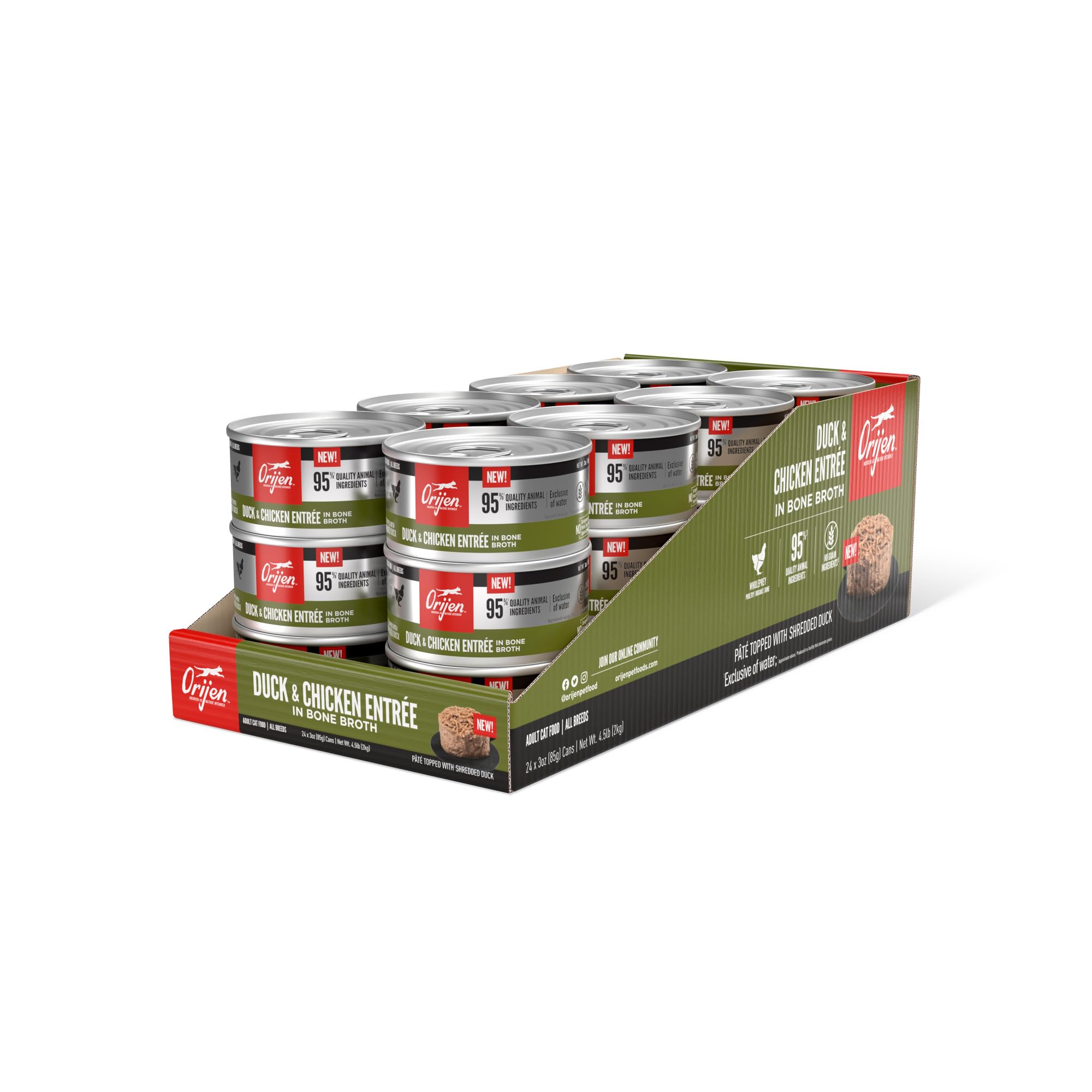 ORIJEN Premium Pate Wet Cat Food in Bone Broth Duck & Chicken Entr  e 3oz Cans (24 Count)