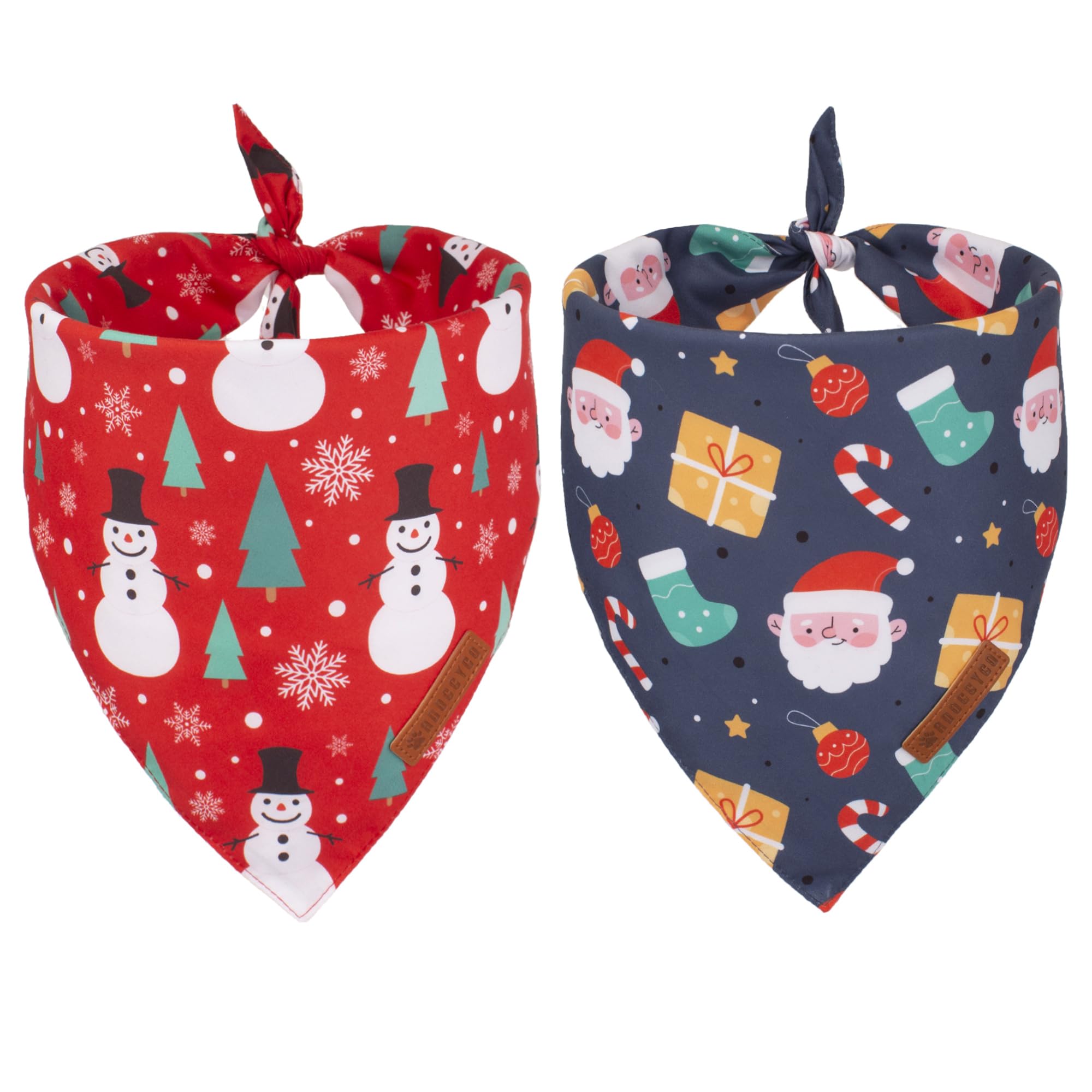 ADOGGYGO Christmas Dog Bandana, Snowman Santa Pet Scarf, Premium Durable Fabric, Adjustable Fit Christmas Bandanas for Small Dog