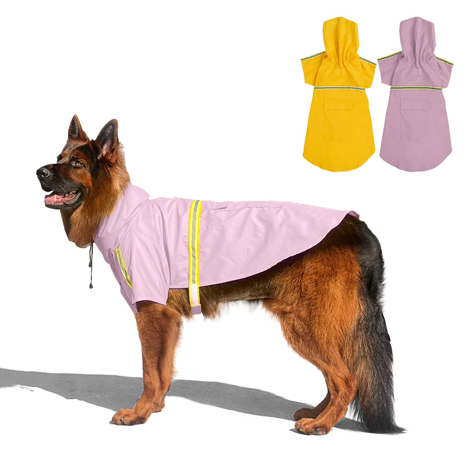 Exploreu Dog Raincoat, Adjustable Water Proof Pet Clothes With Clear Hooded, Waterproof Lightweight Pet Rain Jacket Phocho Hoodi