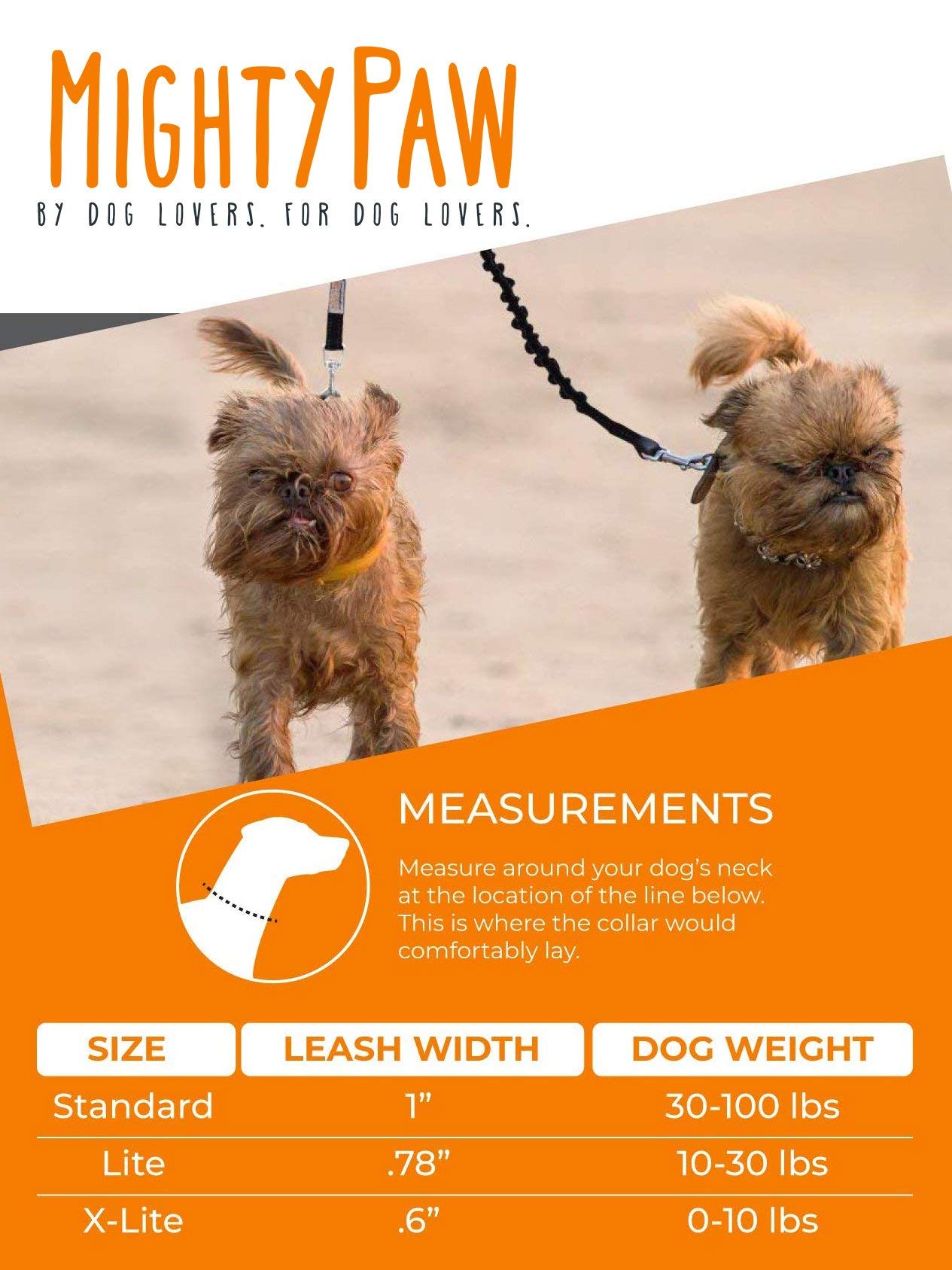 Mighty Paw Double Dog Leash - Force Absorbing Bungee Design - Two Dog Leashes Splitter - Walking Two Pets - 2 Pet Tangle Free -