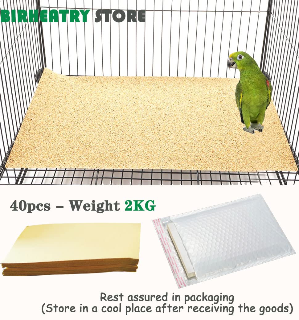 40Pcs Gravel Liner Paper For Bird Cage,11X17 In Bird Cage Liner Paper-Gravel Paper Special For Bird Cage In Sea Sand,Parrot Cage