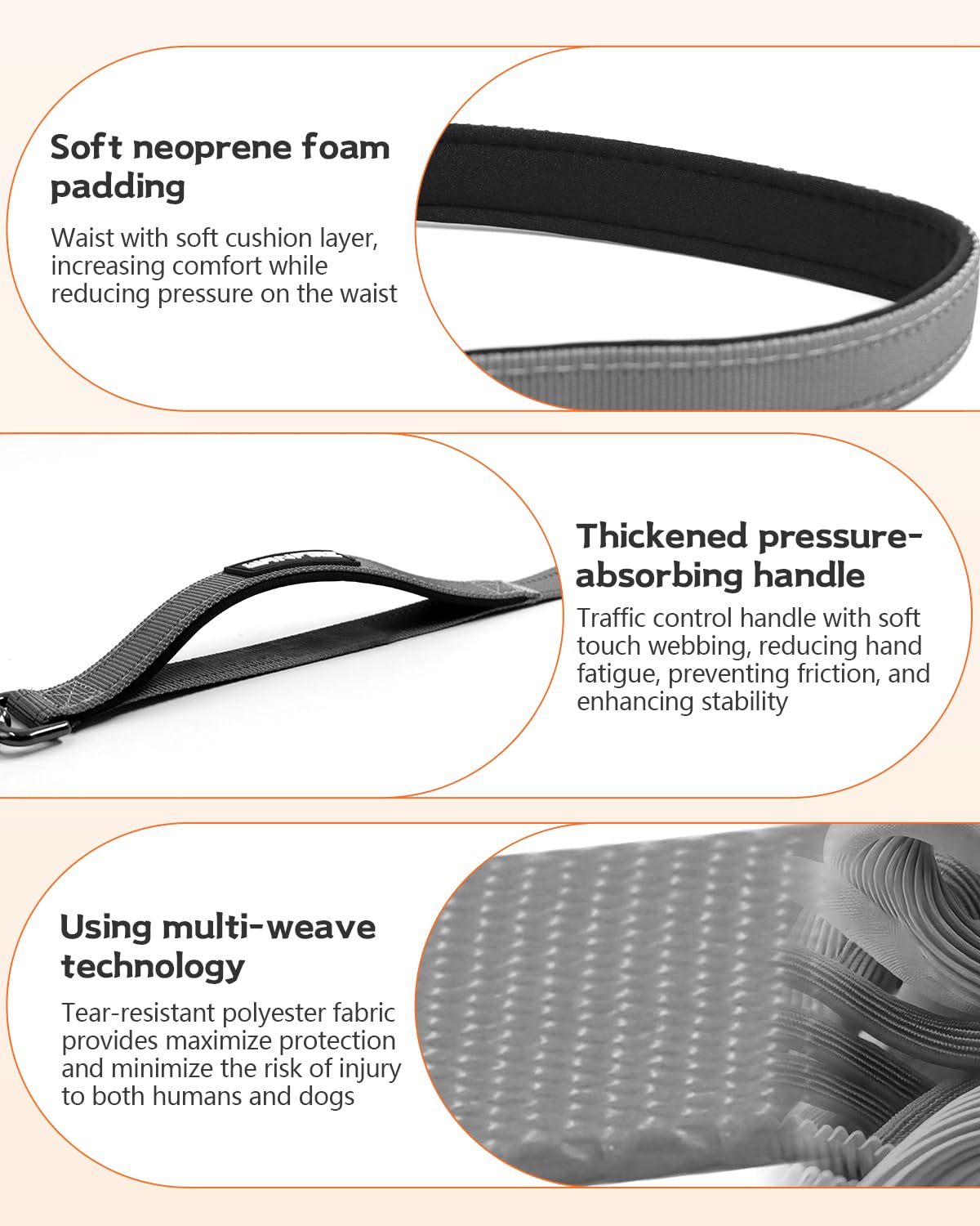 Wanfire Hands Free Dog Leash, Multifunctional Crossbody Heavy Duty Dog Leash, 9.5 Ft Long Waist Belt With Car Safety Buckle For