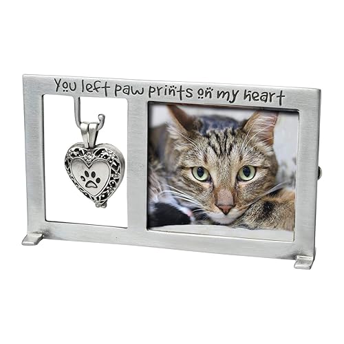 Cathedral Art Paw Prints on My Heart Pet Memorial Frame, 2.25"x2.5", Silver, Metal, Model PF404