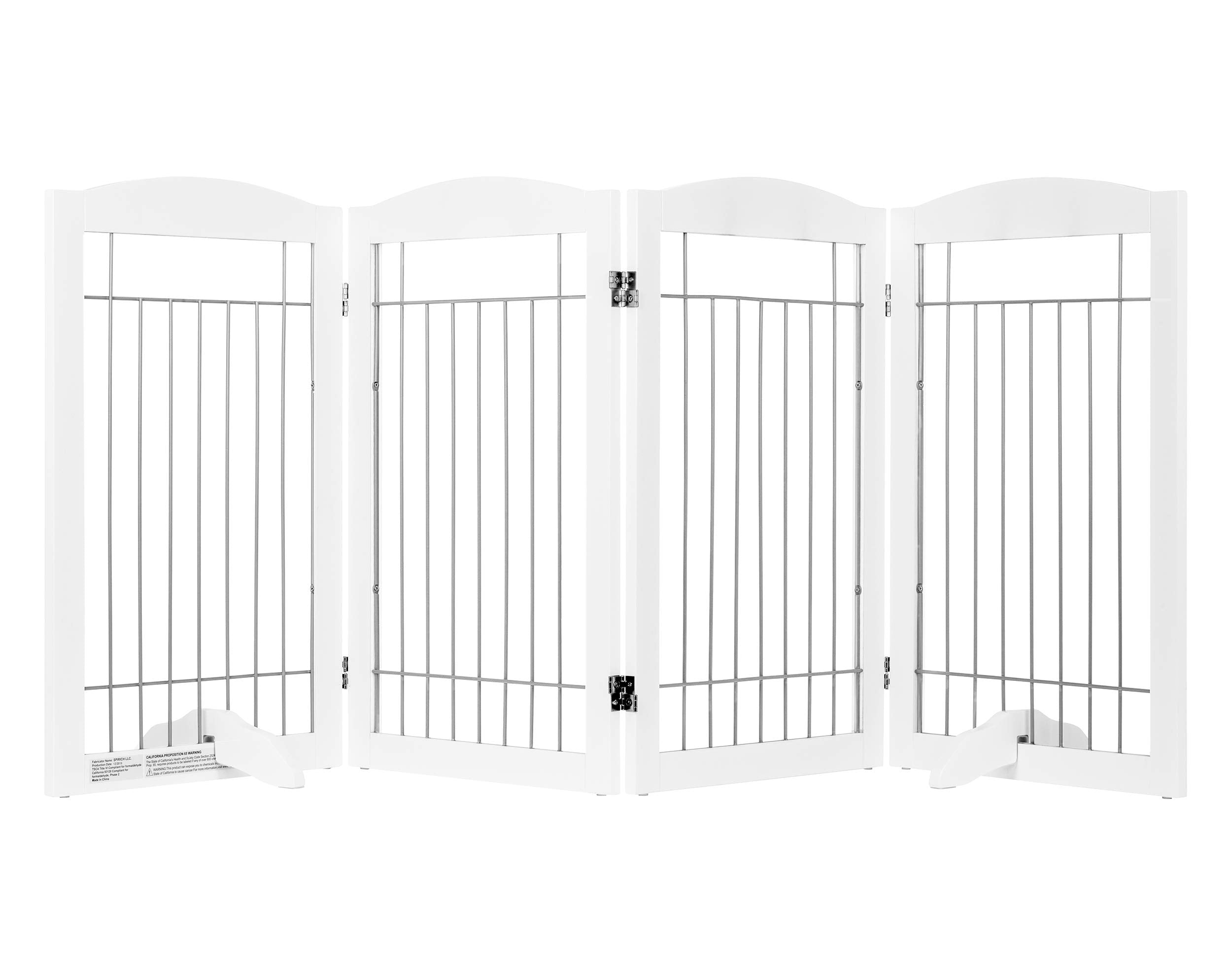 Spirich Extra Wide And Tall Dog Gate For The House, Doorway, Stairs, Freestanding Foldable Wire Pet Gate For Dogs, 80-Inch Wide,30 Inches Tall, White (4 Pannels)