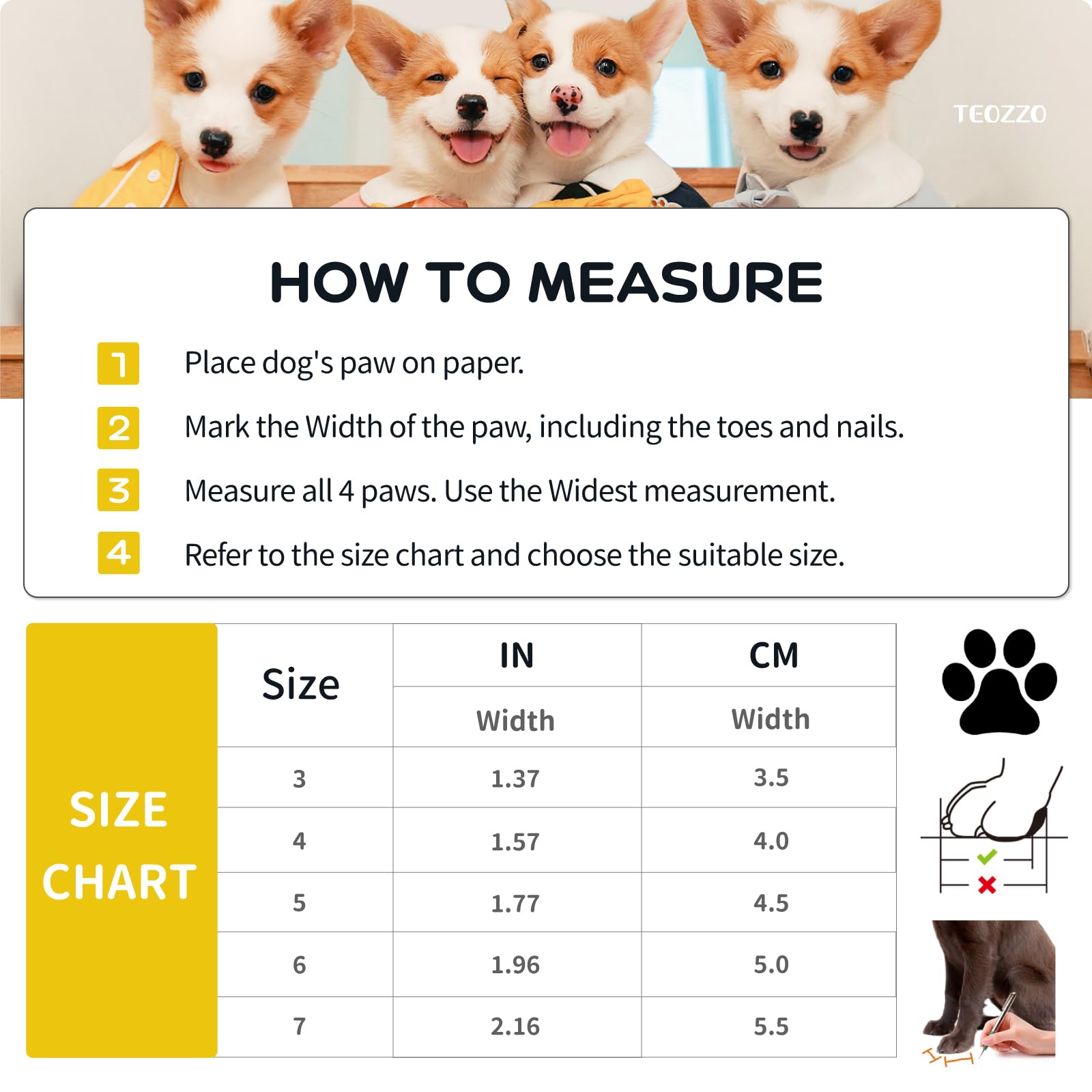 Teozzo Dog Shoes For Hot Pavement, Anti-Slip Sole Dog Boots & Paw Protector Dog Booties With Reflective Straps Dog Shoes For Sma
