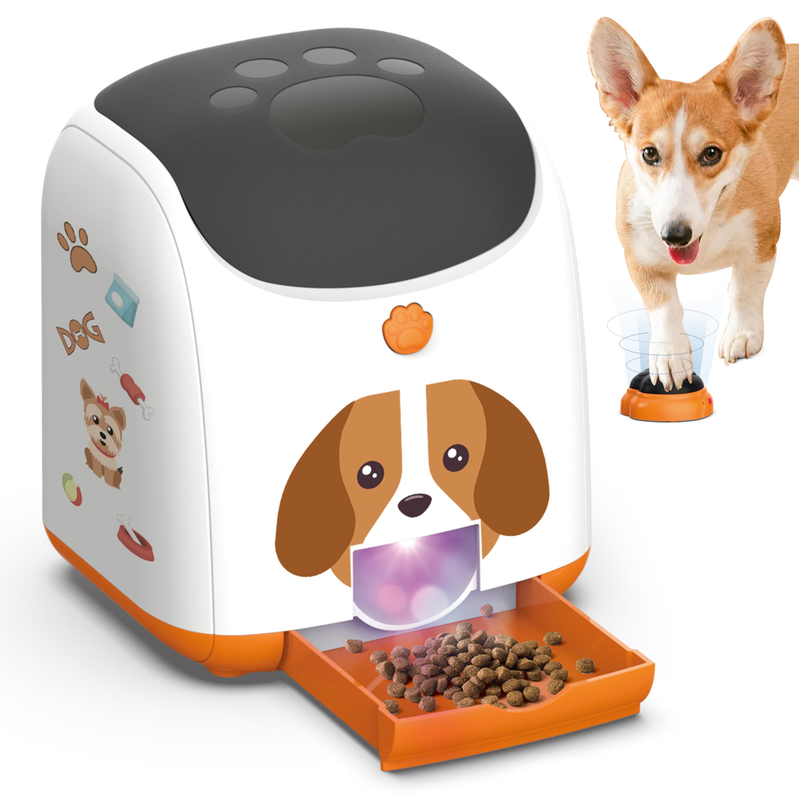 PICAPETS Dog Puzzle Feeder Toy - Remote Control Automatic Treat Dispenser with Light, Interactive IQ Training Slow Feeder, Large