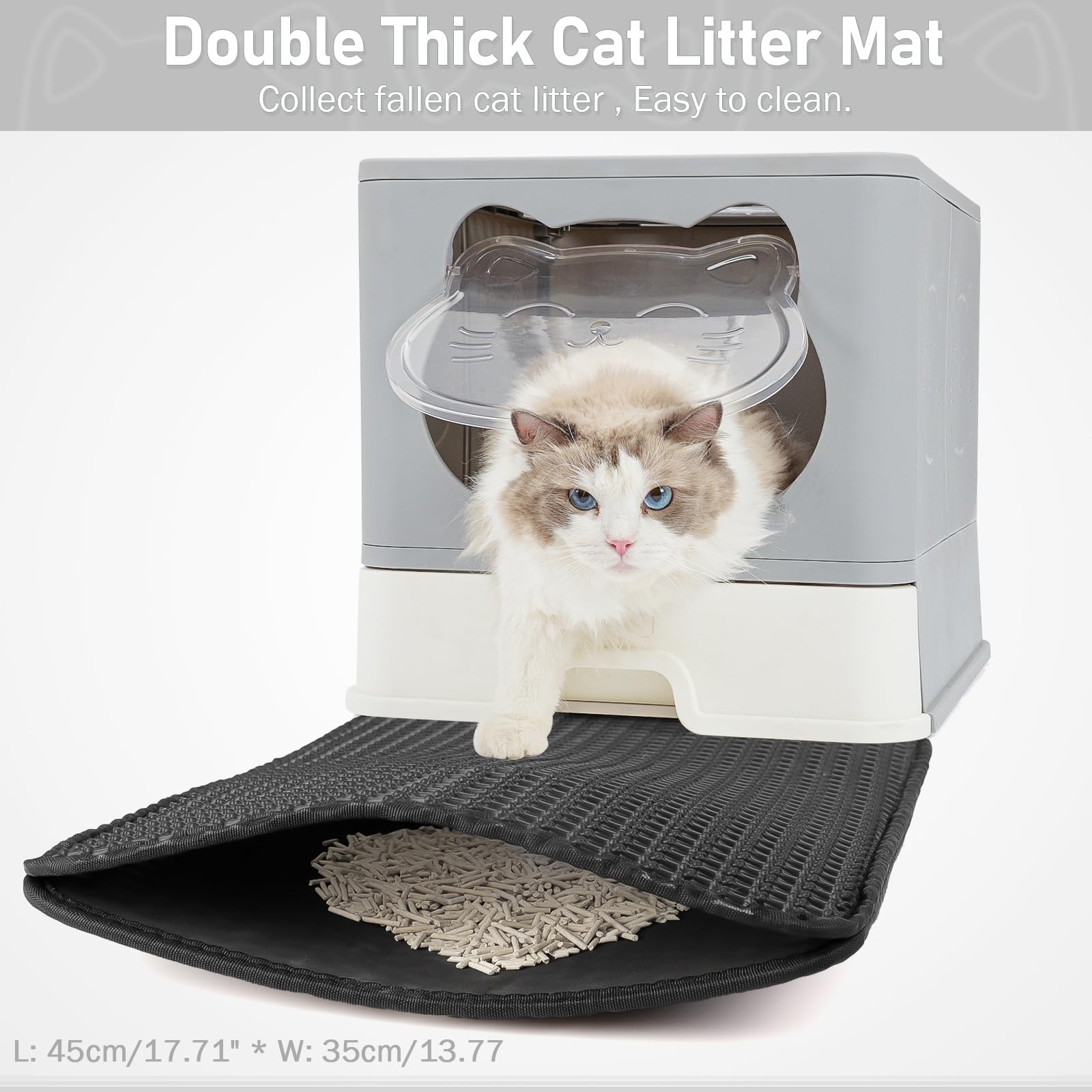 HelloMiao Fully Enclosed Litter Box with Lid, Foldable Extra Large Cat Toilet, Drawer Type Cat Litter Tray with Plastic Scoop, S