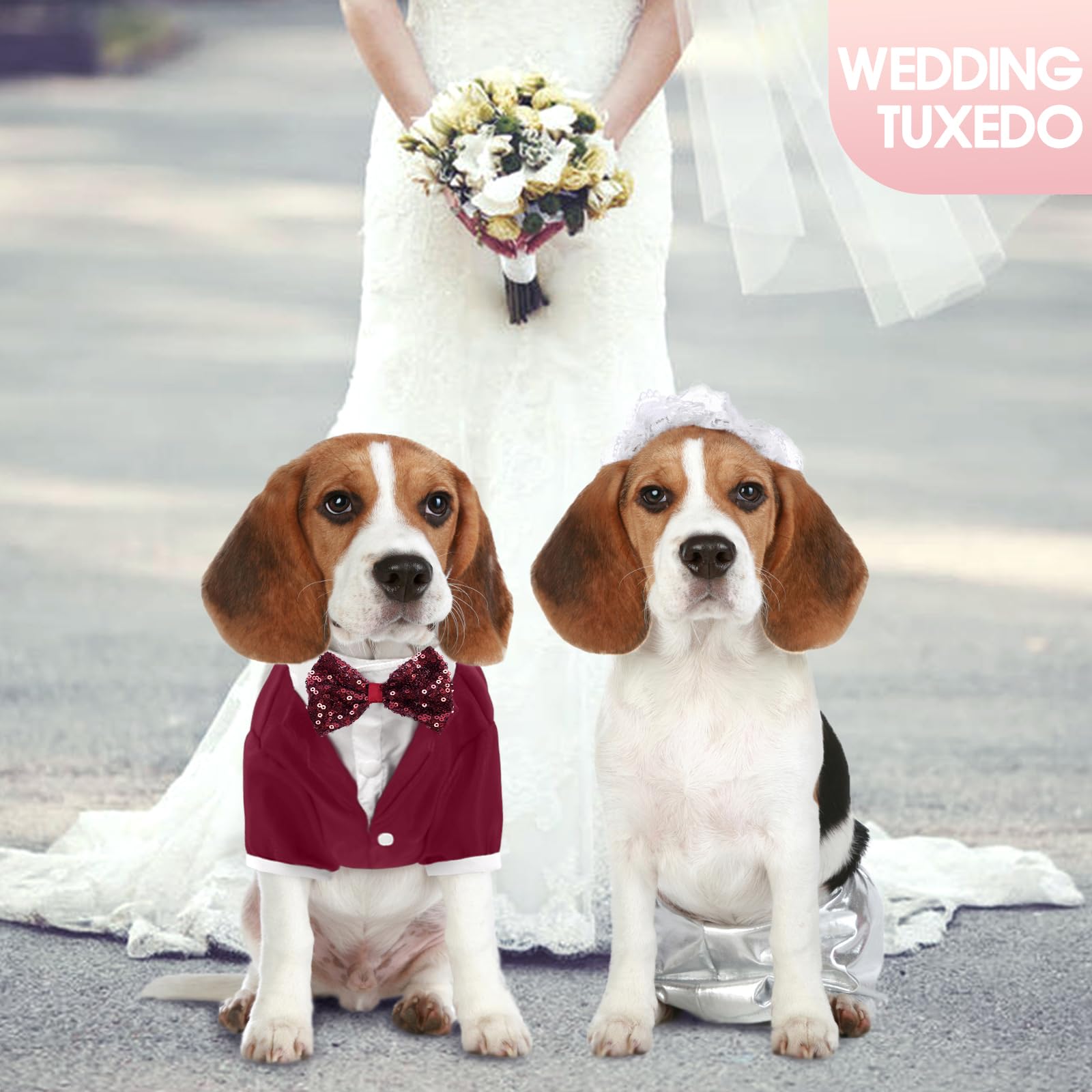 Kuoser Dog Tuxedo, Dog Wedding Suit With Bow Tie Formal Dog Tux Pet Wedding Party Birthday Costume, Dog Valentines Christmas Hal