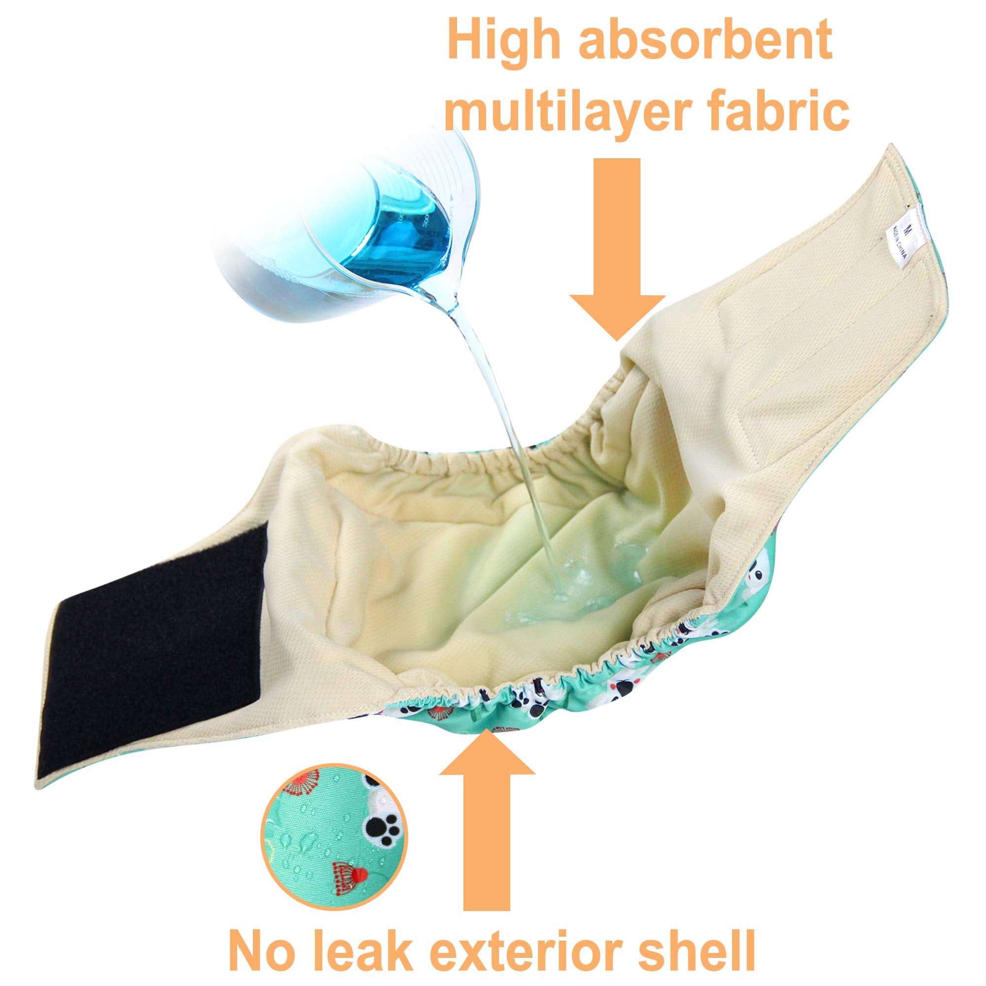 Langsprit Male Belly Bands for Dogs (Pack of 3) - High Absorbing Dog Wraps Male Washable - Reusable Male Dog Diapers (Black, X-S