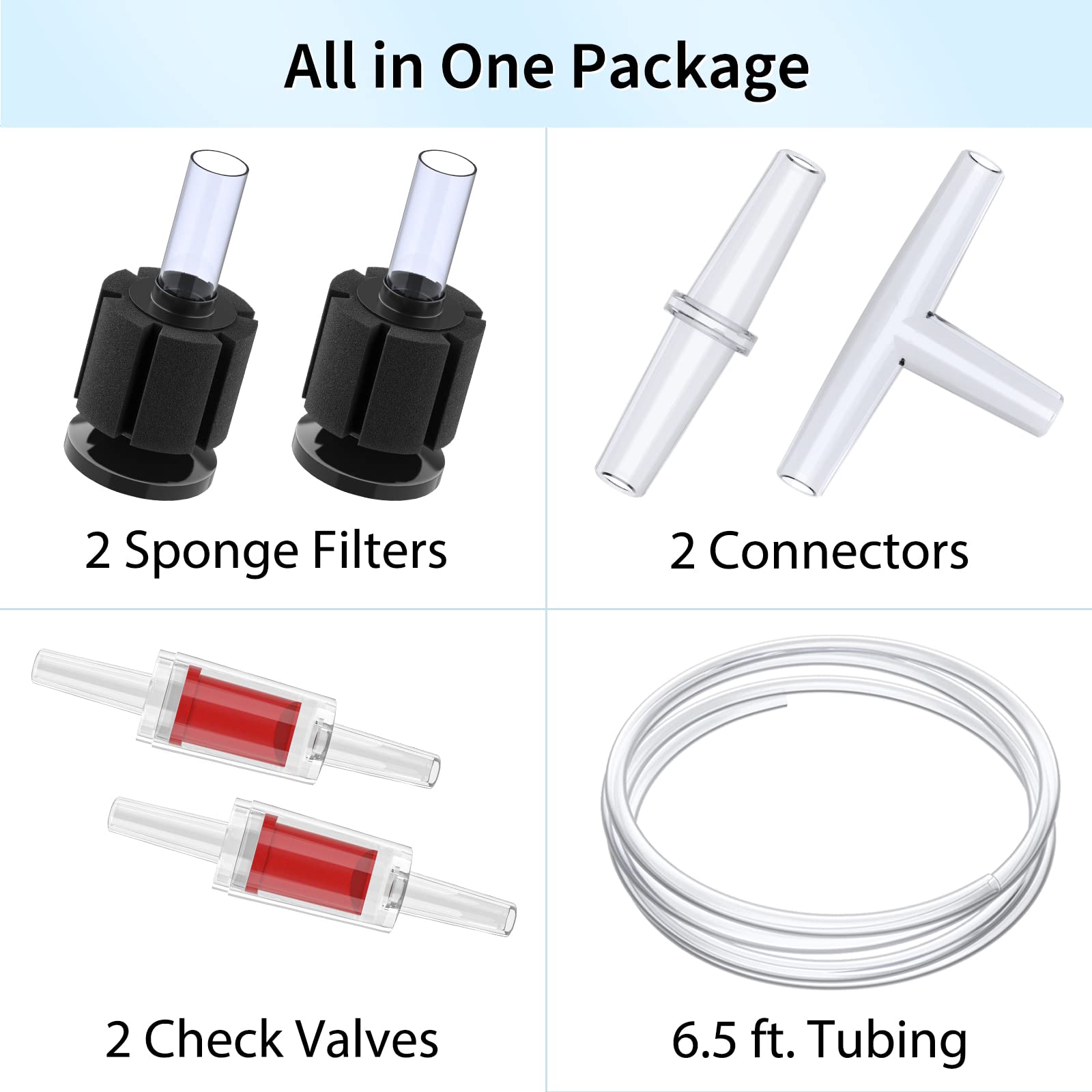 Uniclife Aquarium Air Pump Adjustable 4 Lpm 2 Outlets Oxygen Pump With Accessories 100 Gallon Fish Tank