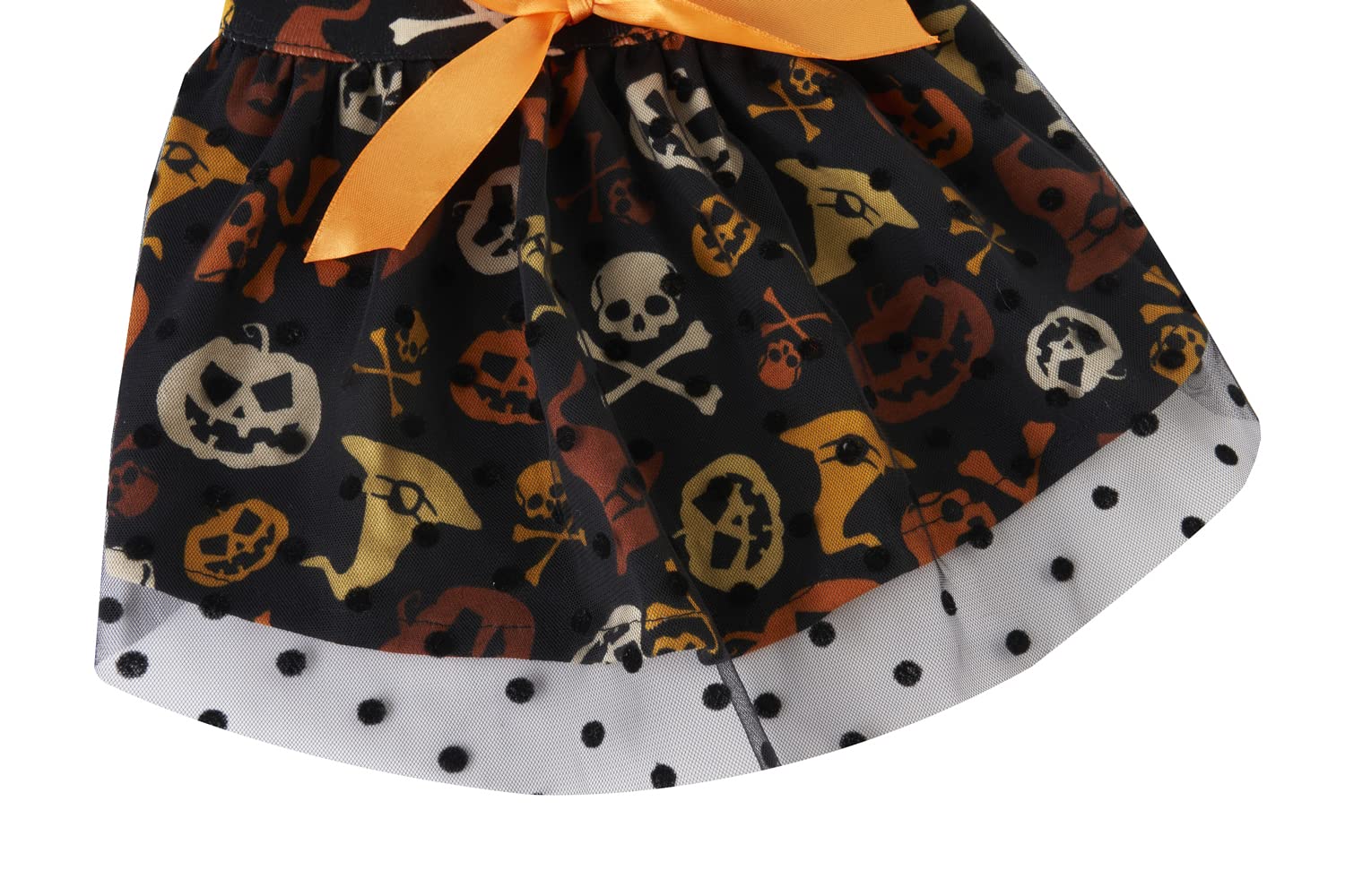 Skull Orange Black Fashion Pet Halloween Costume Dress Pumpkin Dresses Costume For Dogs, Large (L) Size