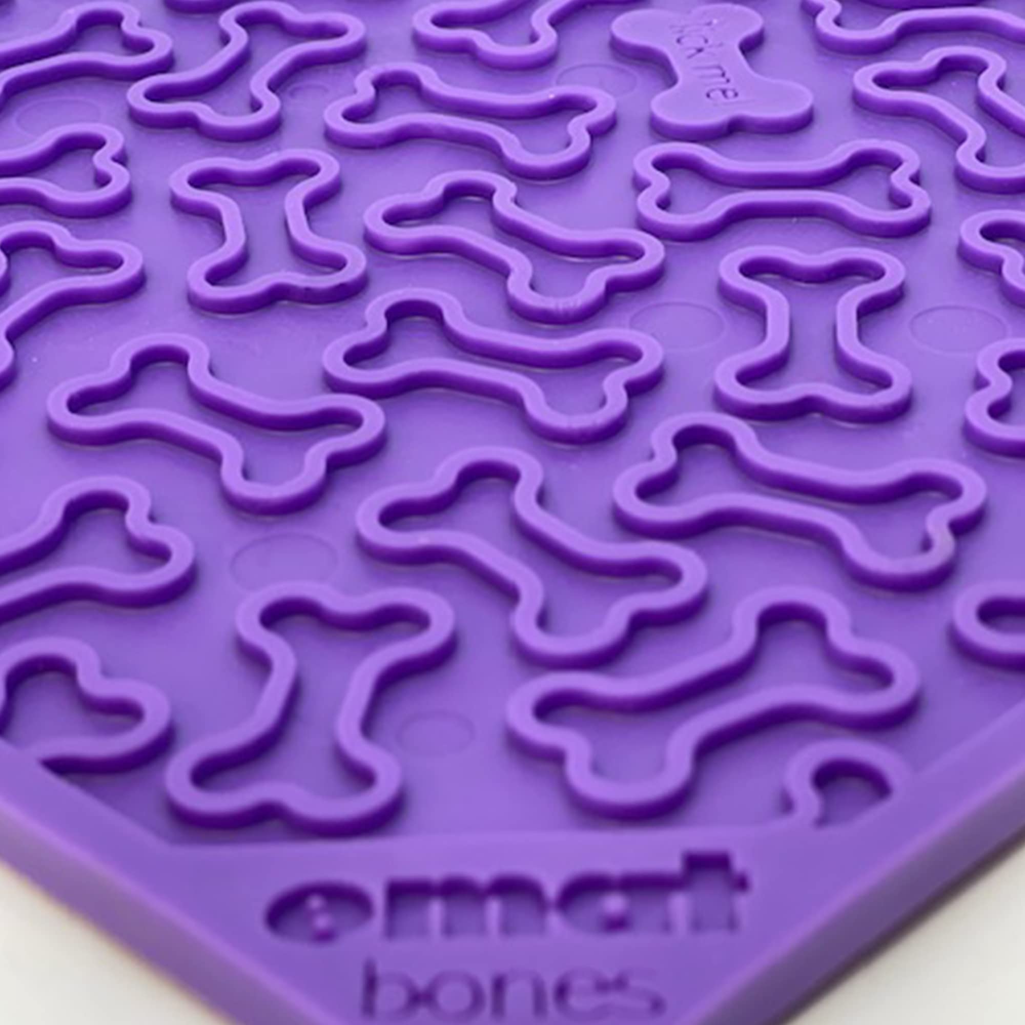 SodaPup Bones eMat - Durable Lick Mat Feeder Made in USA from Non-Toxic, Pet-Safe, Food Safe Rubber for Mental Stimulation, Avoi