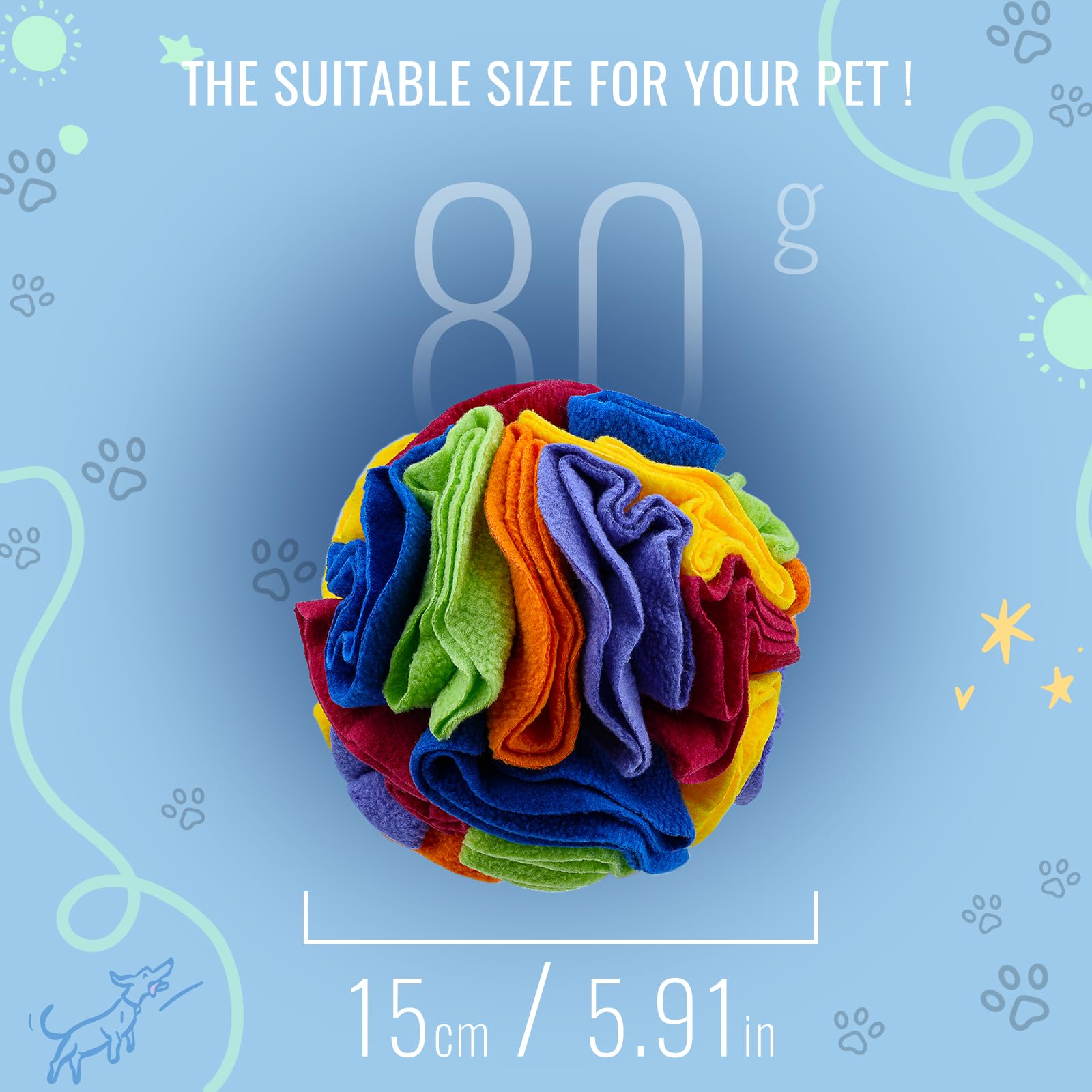 Larimuer Pet Snuffle Ball - Interactive Dog Puzzle Sniffing Toys For Blind Dogs Training, Stress Relief & Enrichment - Machine W