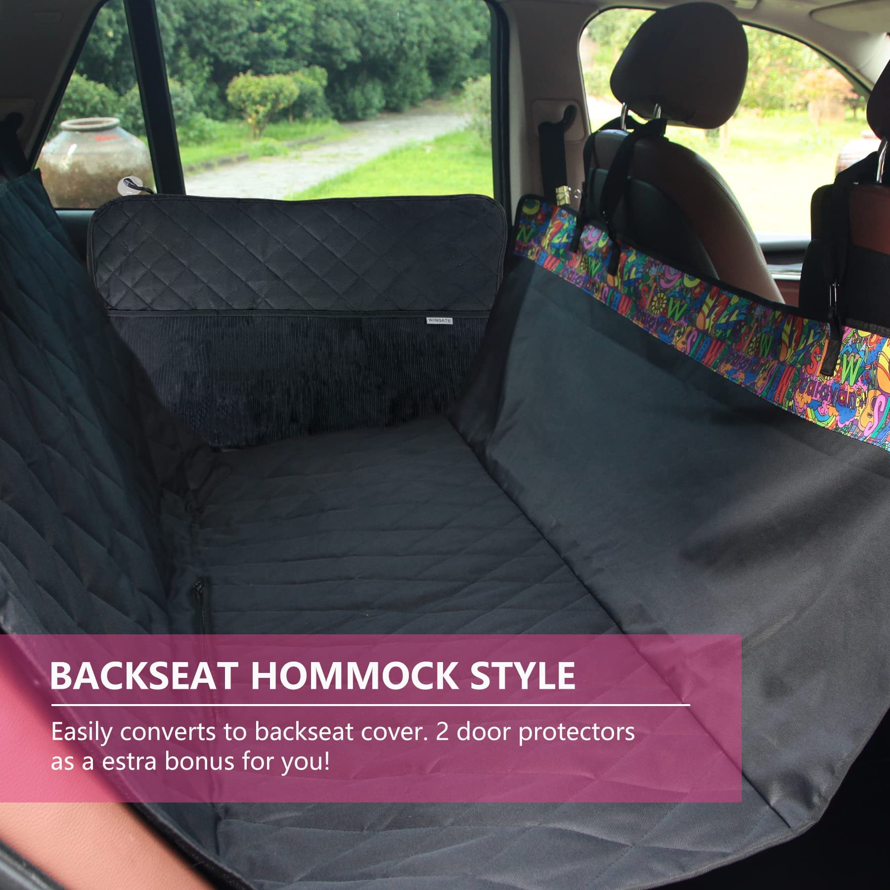 Winbate 2Pcs Car Door Protector For Dogs Pet Car Door Cover-Waterproof Scratchproof Nonslip Durable Car Door Protector, Machine Washable Pet Vehicle Door Guard (2 Packs Universal Fit)