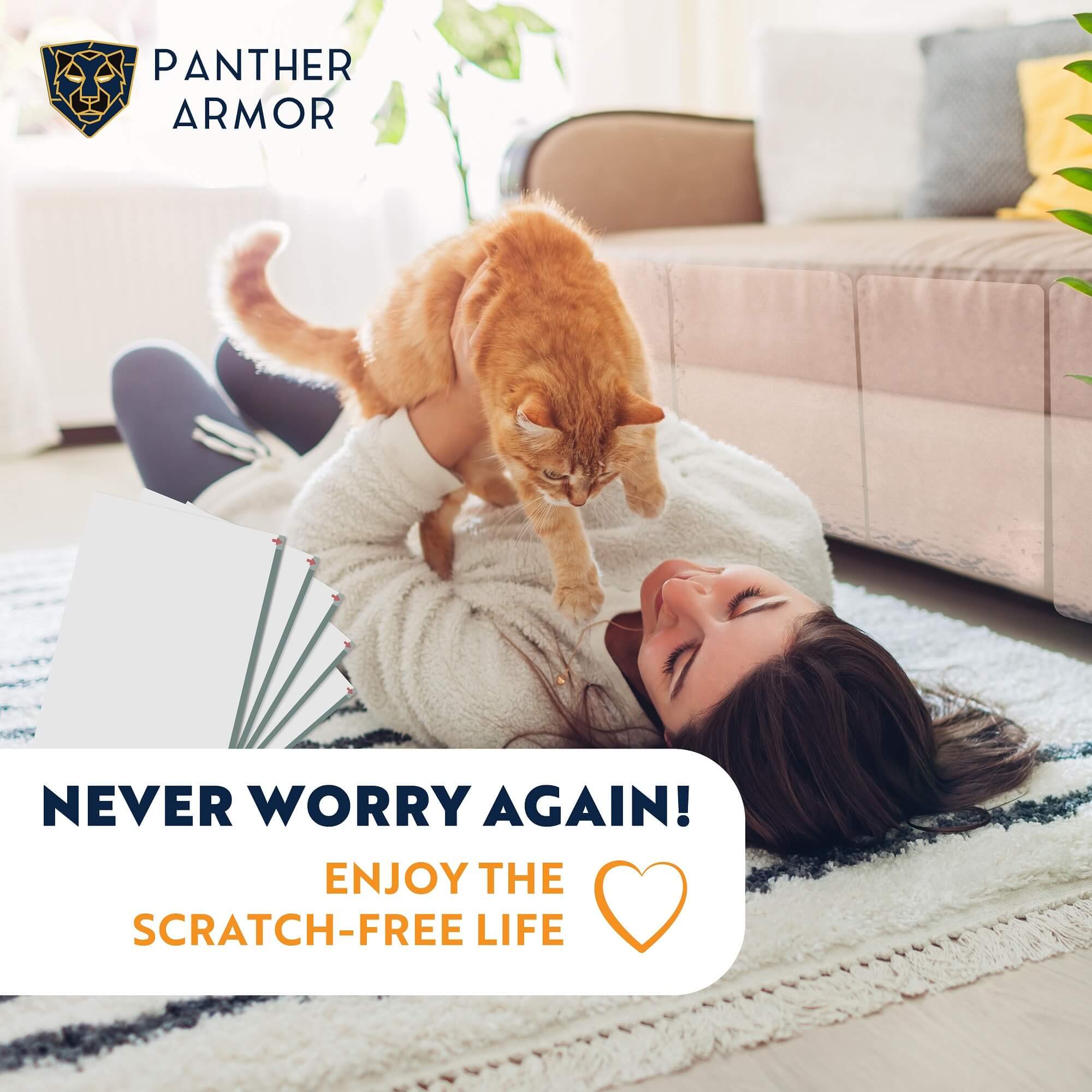 Panther Armor Cat Scratch Deterrent Tape - 8-Pack Double Sided Sofa Anti Scratching Sticky Tape - 4-Pack Xl + 4-Pack L Couch Corner Furniture Protector From Cats