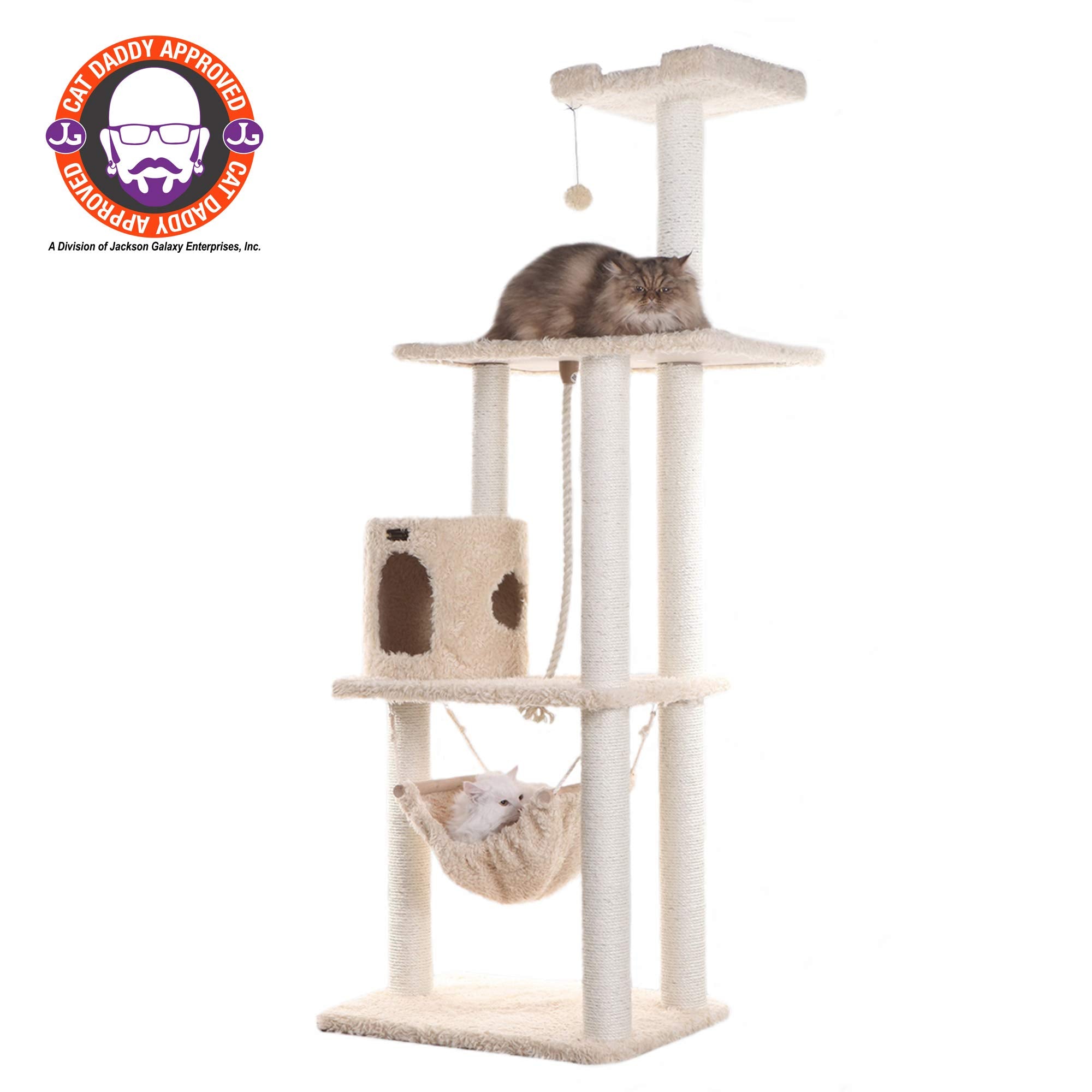 Armarkat 70 Real Wood Cat Furniture,Ultra Thick Faux Fur Covered Cat Condo House A7005, Beige