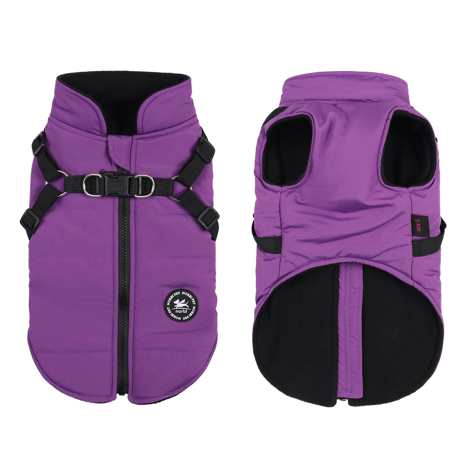 Norbi Dog Coat - Winter Jacket With Built-In Harness For Small To Large Dogs - Adjustable Warmth For Cold Weather